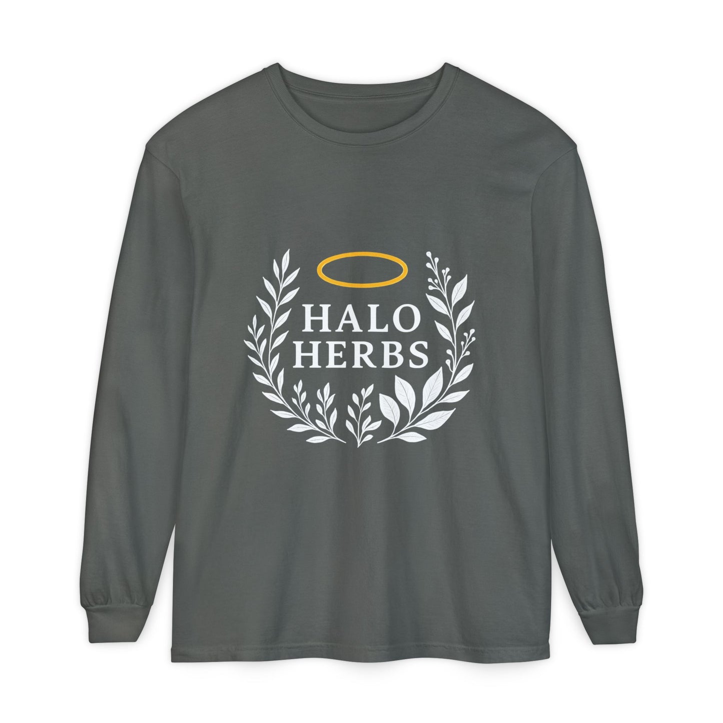 Stylish Unisex Long Sleeve T-Shirt with Halo Herbs Design, Vintage Tee, Casual Wear, Gift for Herb Lovers, Cozy Everyday Top