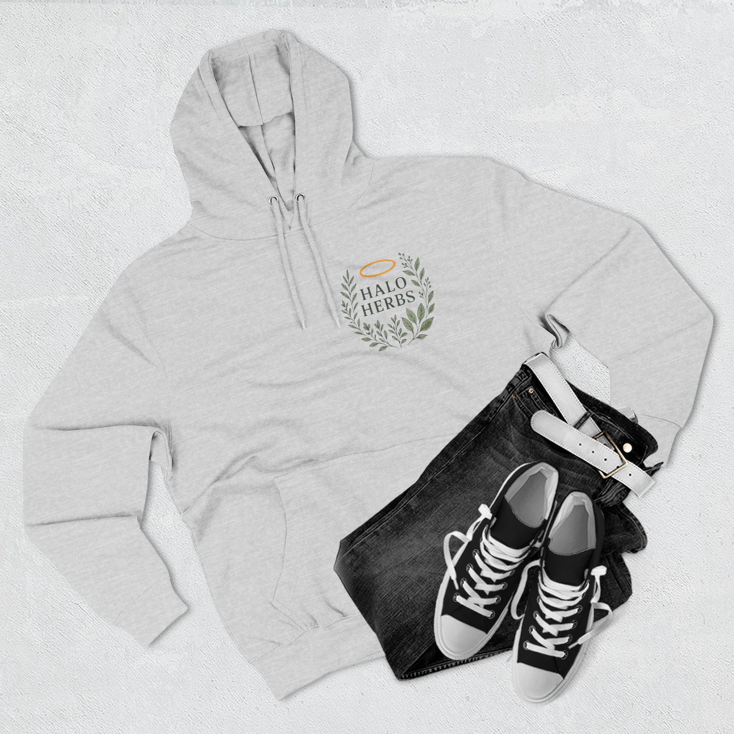 Halo Herbs Fleece Hoodie, Cozy Casual Wear, Perfect for Gifting, Relaxed Style, Ideal for All Seasons