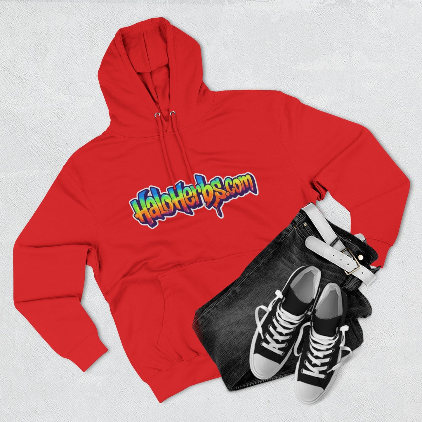 Colorful Fleece Hoodie with HaloHerbs.com Design