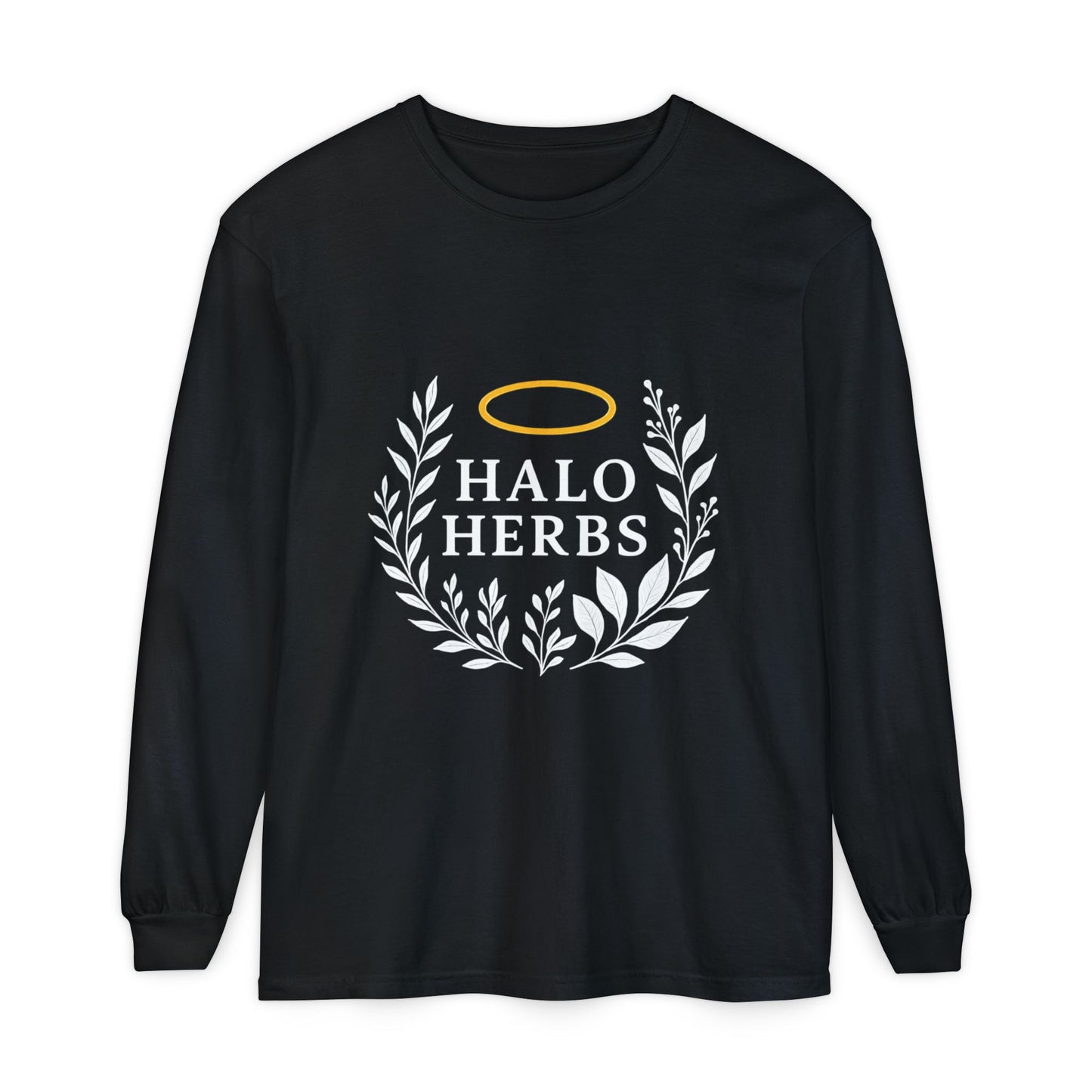 Stylish Unisex Long Sleeve T-Shirt with Halo Herbs Design, Vintage Tee, Casual Wear, Gift for Herb Lovers, Cozy Everyday Top
