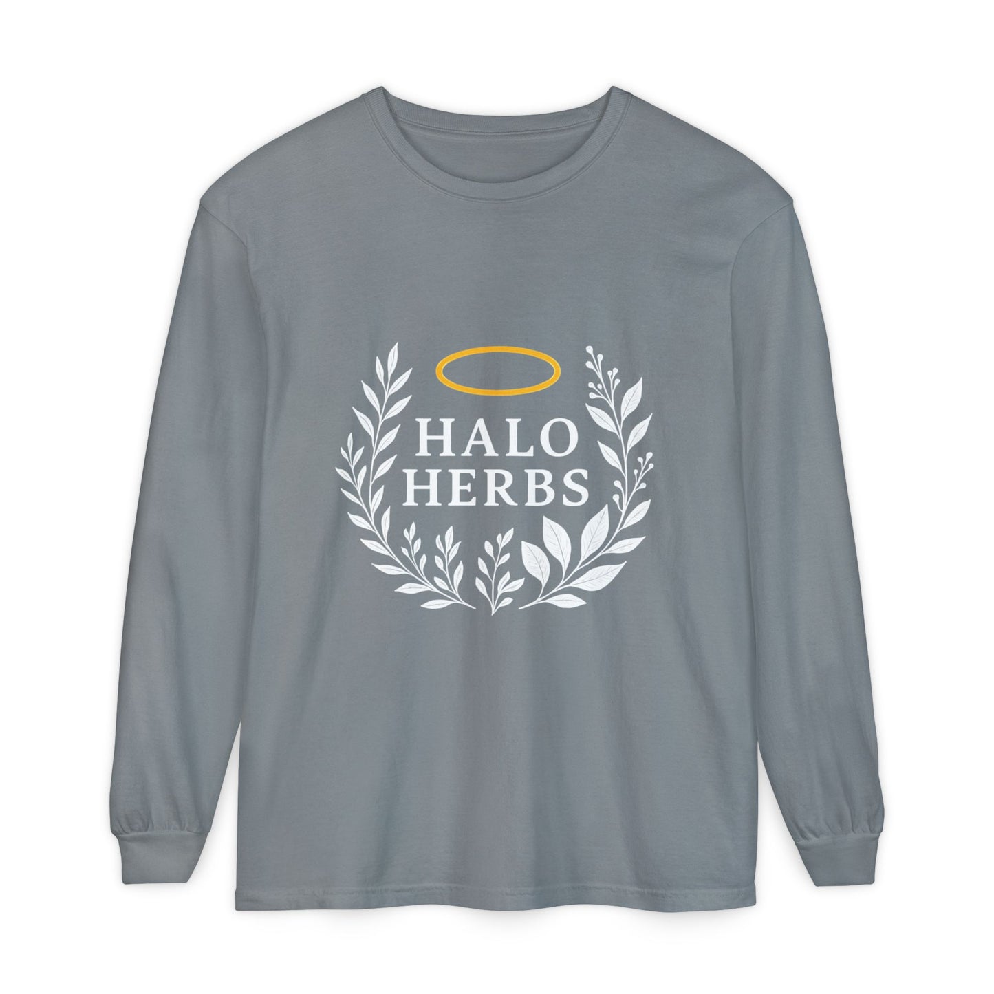 Stylish Unisex Long Sleeve T-Shirt with Halo Herbs Design, Vintage Tee, Casual Wear, Gift for Herb Lovers, Cozy Everyday Top