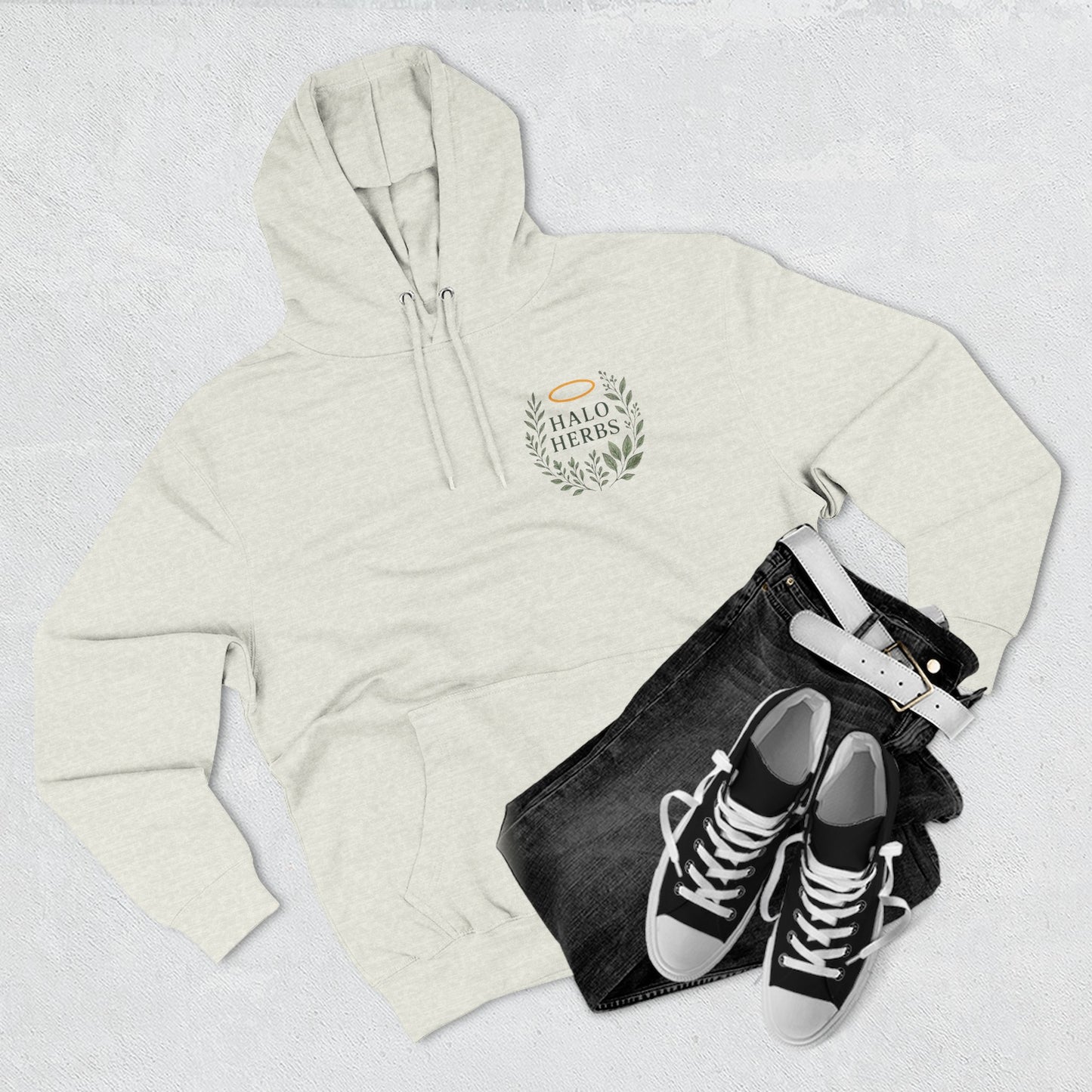 Halo Herbs Fleece Hoodie, Cozy Casual Wear, Relaxed Style