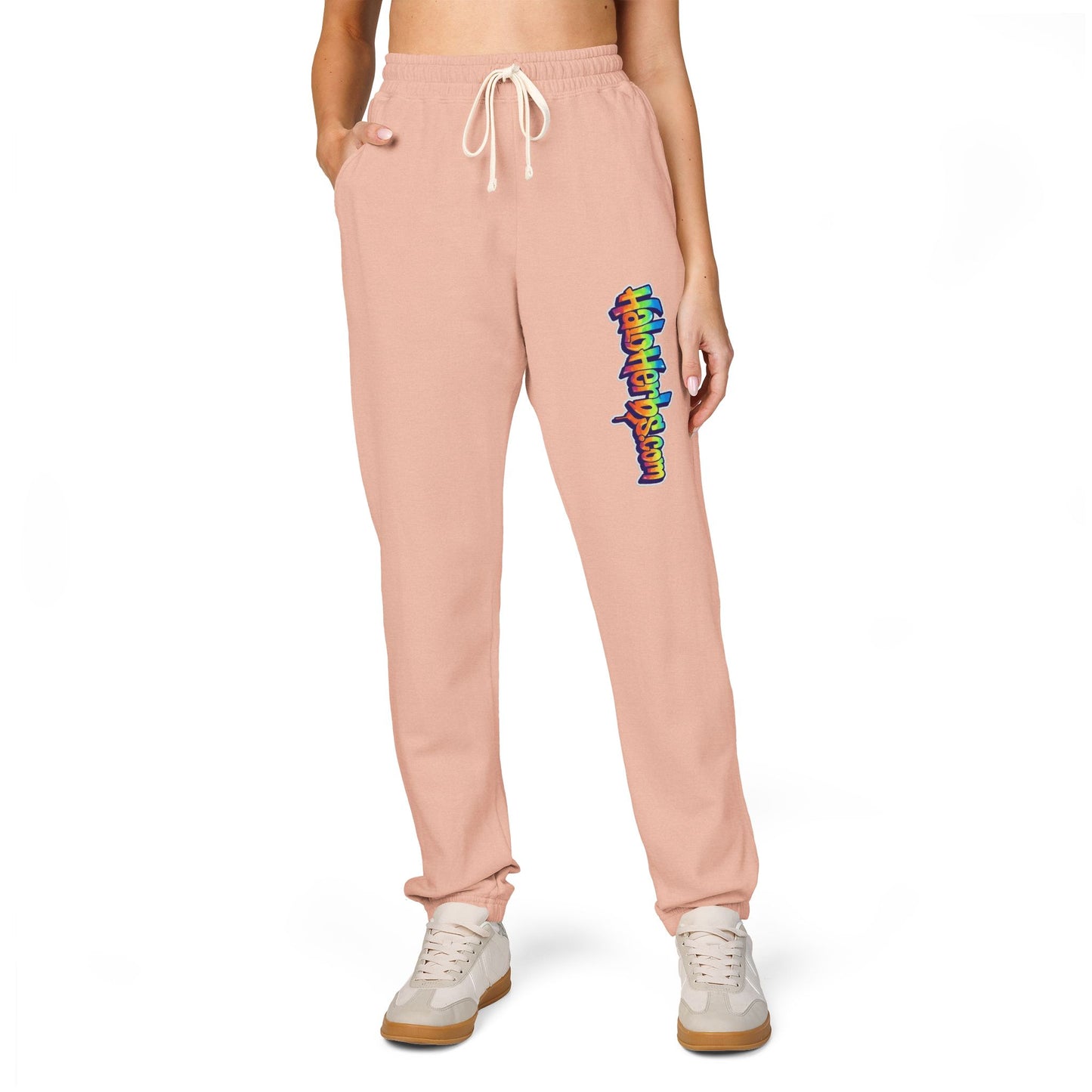 Halo Herbs Graffiti Garment-Dyed Fleece Sweatpants with Colorful Design, Cozy Loungewear, Casual Athleisure Pants, Perfect for Relaxation and Everyday Wear