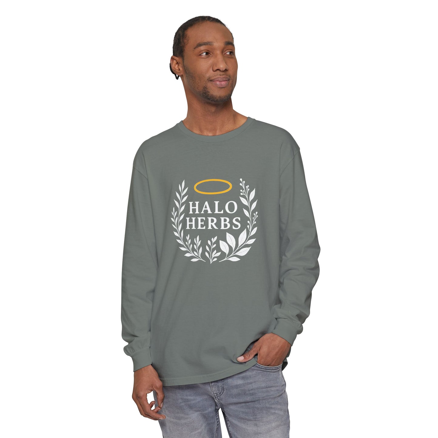 Halo Herbs Stylish Unisex Long Sleeve T-Shirt, Casual Wear