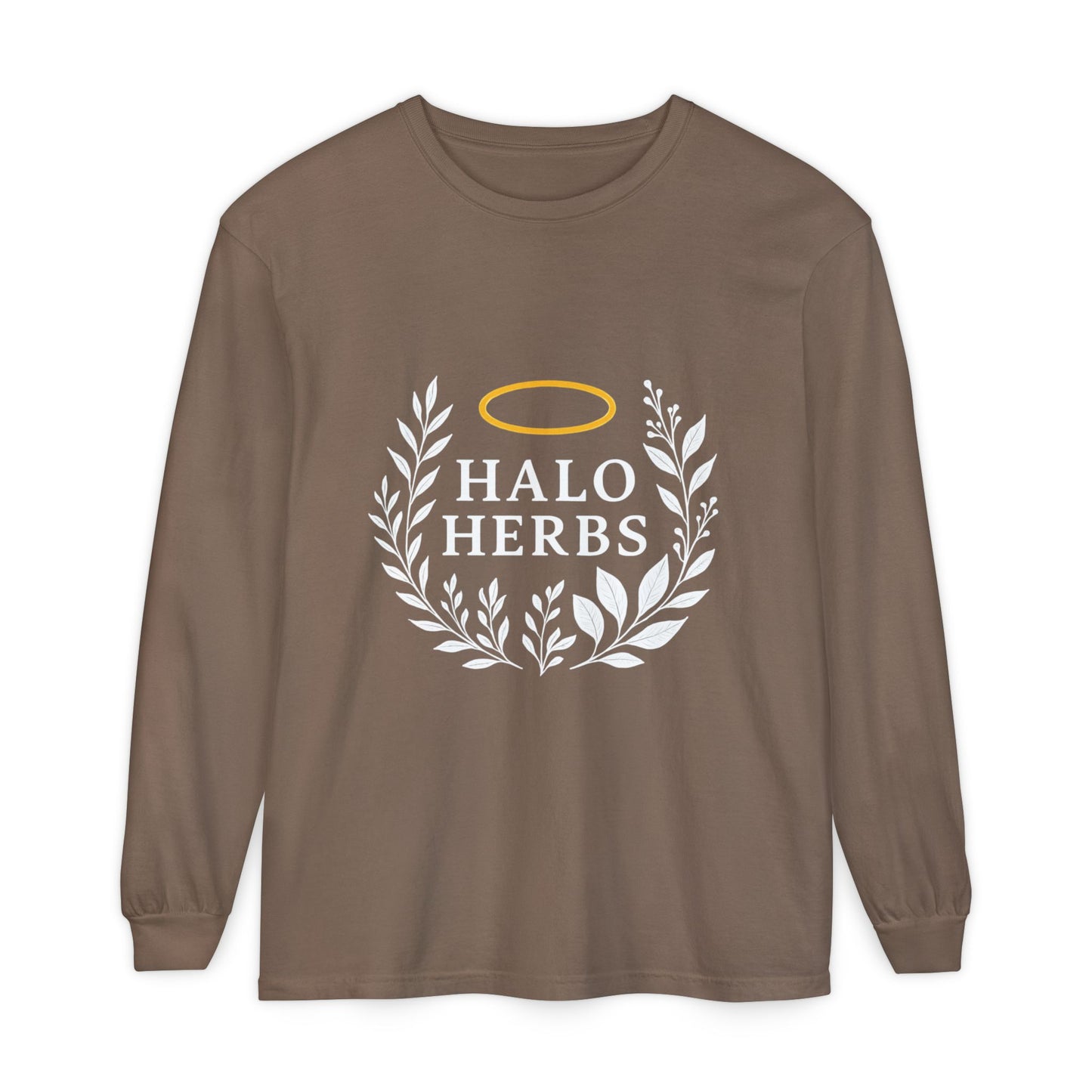 Stylish Unisex Long Sleeve T-Shirt with Halo Herbs Design, Vintage Tee, Casual Wear, Gift for Herb Lovers, Cozy Everyday Top