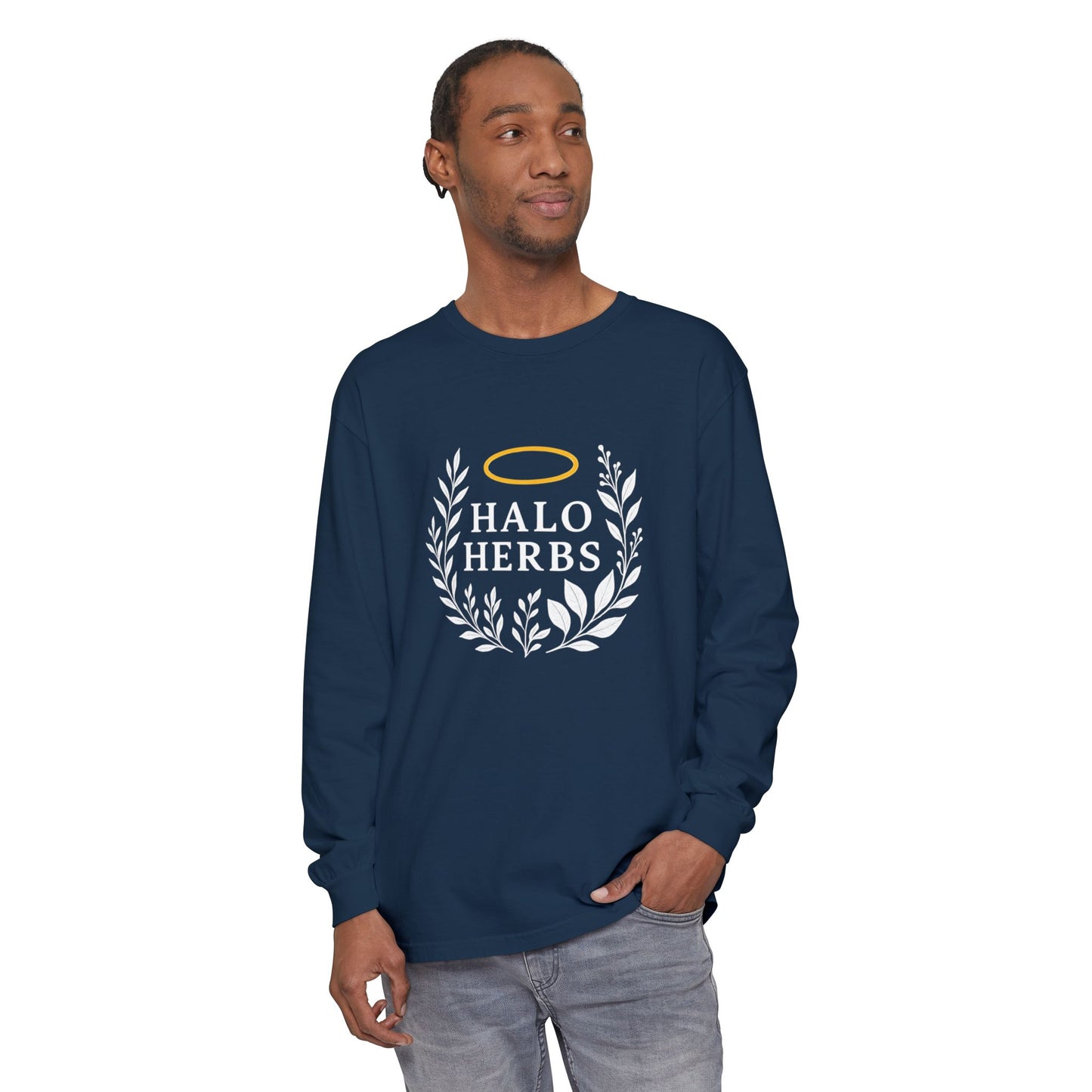 Halo Herbs Stylish Unisex Long Sleeve T-Shirt, Casual Wear