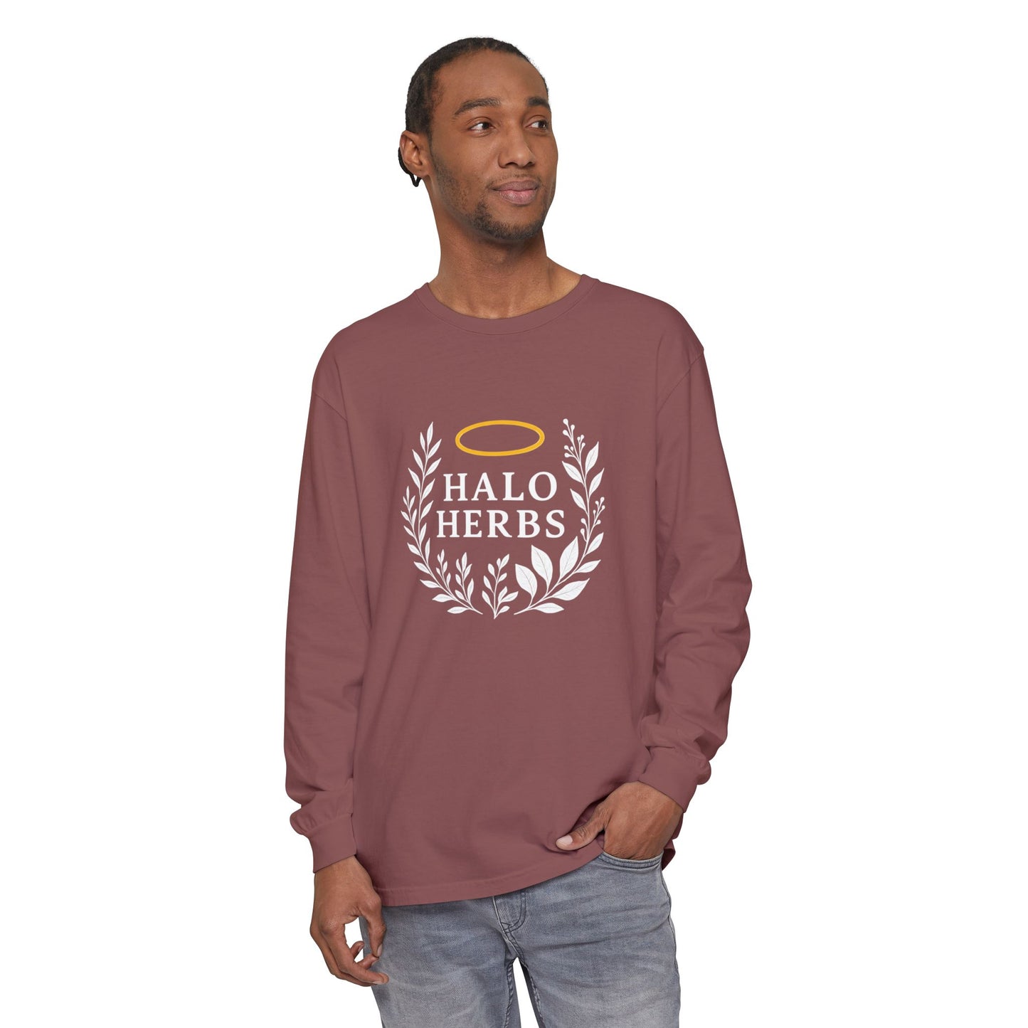 Halo Herbs Stylish Unisex Long Sleeve T-Shirt, Casual Wear