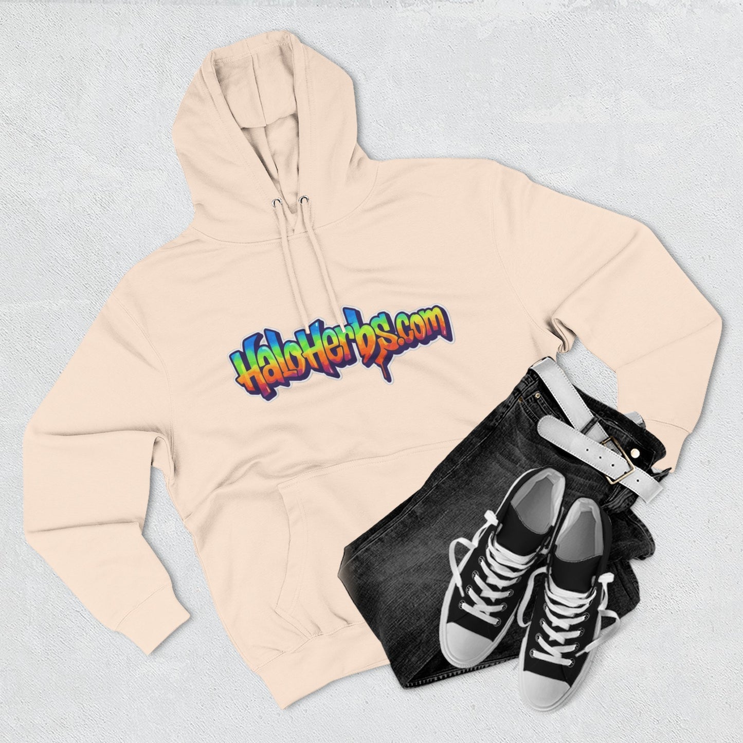 Colorful Fleece Hoodie with HaloHerbs.com Design