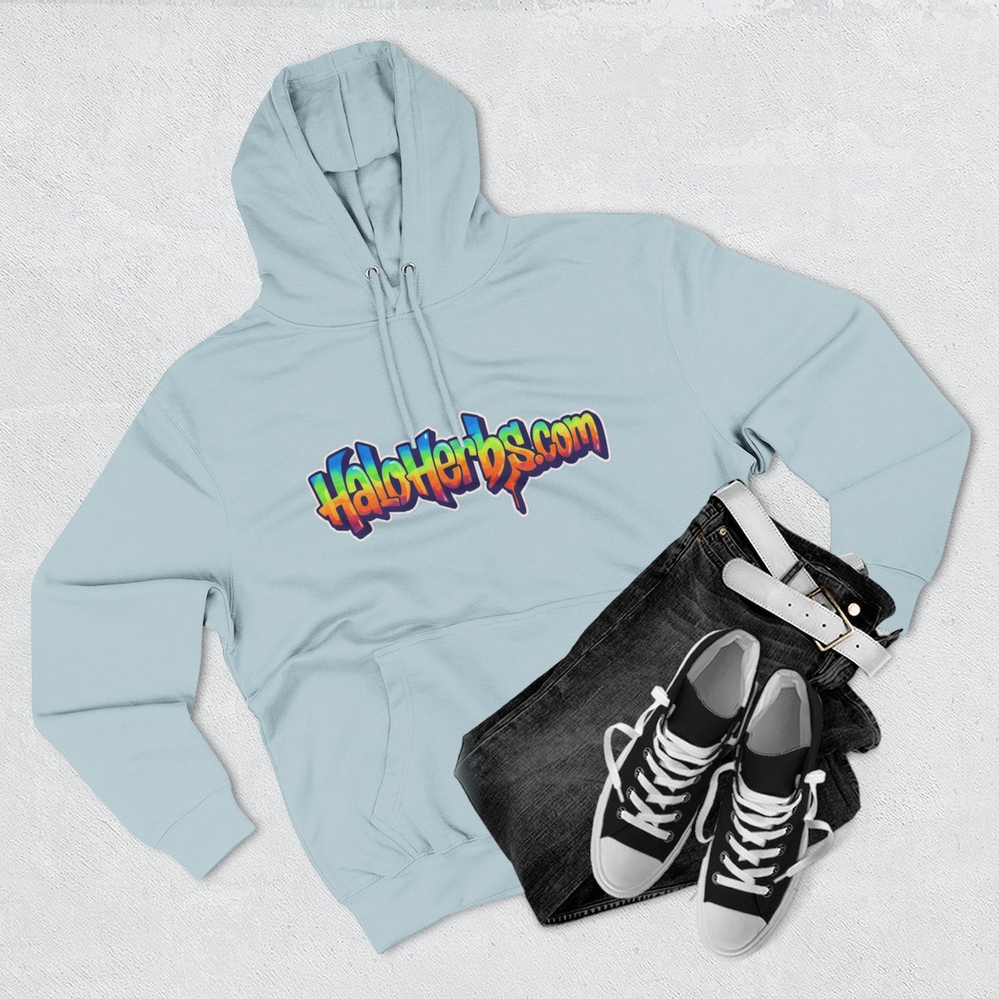 Colorful Fleece Hoodie with HaloHerbs.com Design