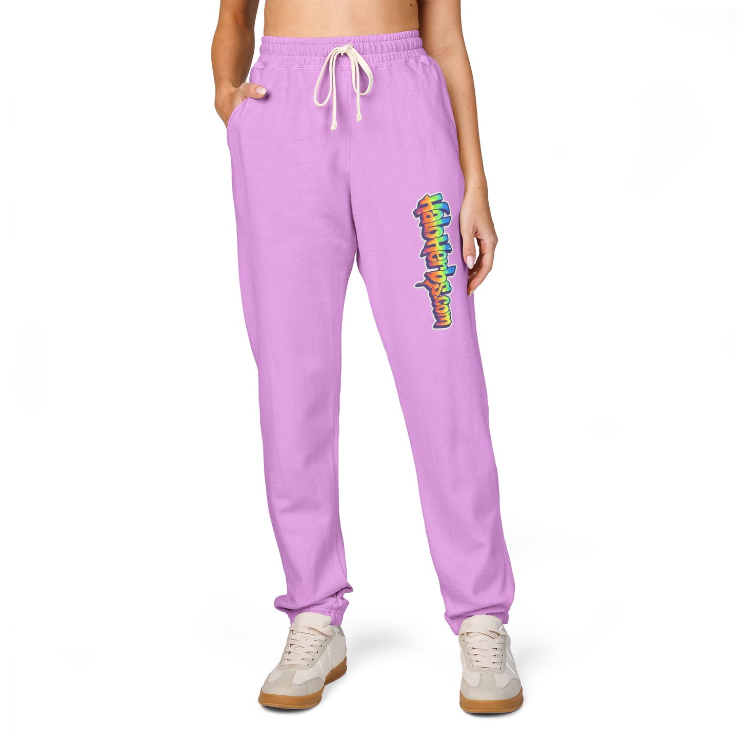Halo Herbs Graffiti Garment-Dyed Fleece Sweatpants with Colorful Design, Cozy Loungewear, Casual Athleisure Pants, Perfect for Relaxation and Everyday Wear