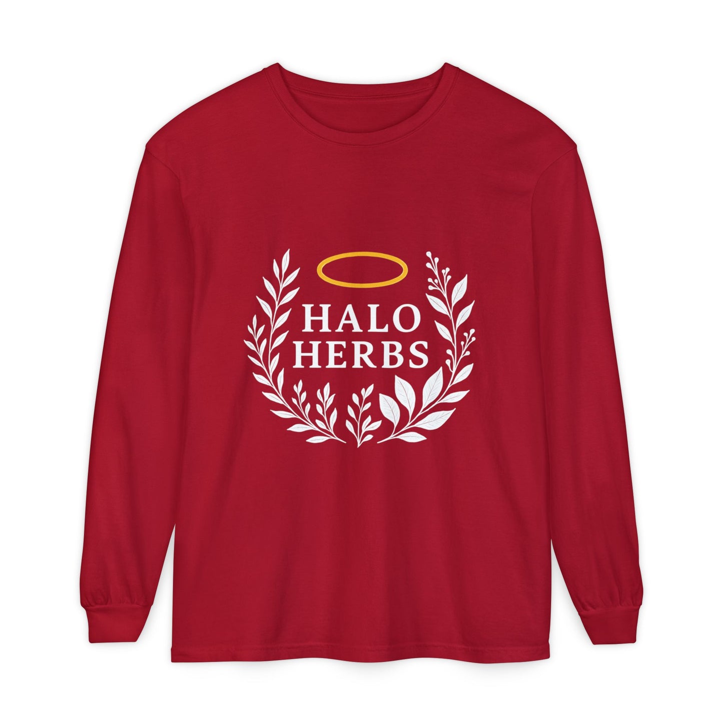 Stylish Unisex Long Sleeve T-Shirt with Halo Herbs Design, Vintage Tee, Casual Wear, Gift for Herb Lovers, Cozy Everyday Top