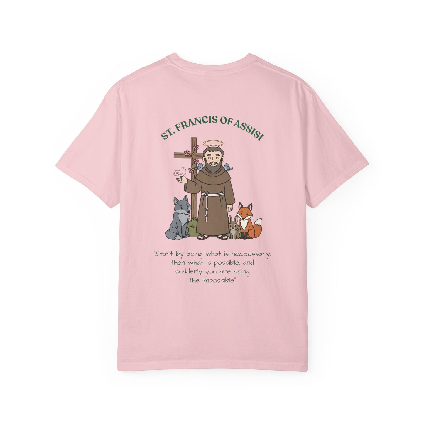 St. Francis of Assisi Spiritual Quote T-shirt, Spiritual Apparel, Eco-Friendly Gift, Animal Advocate Tee, Unique Graphic Top