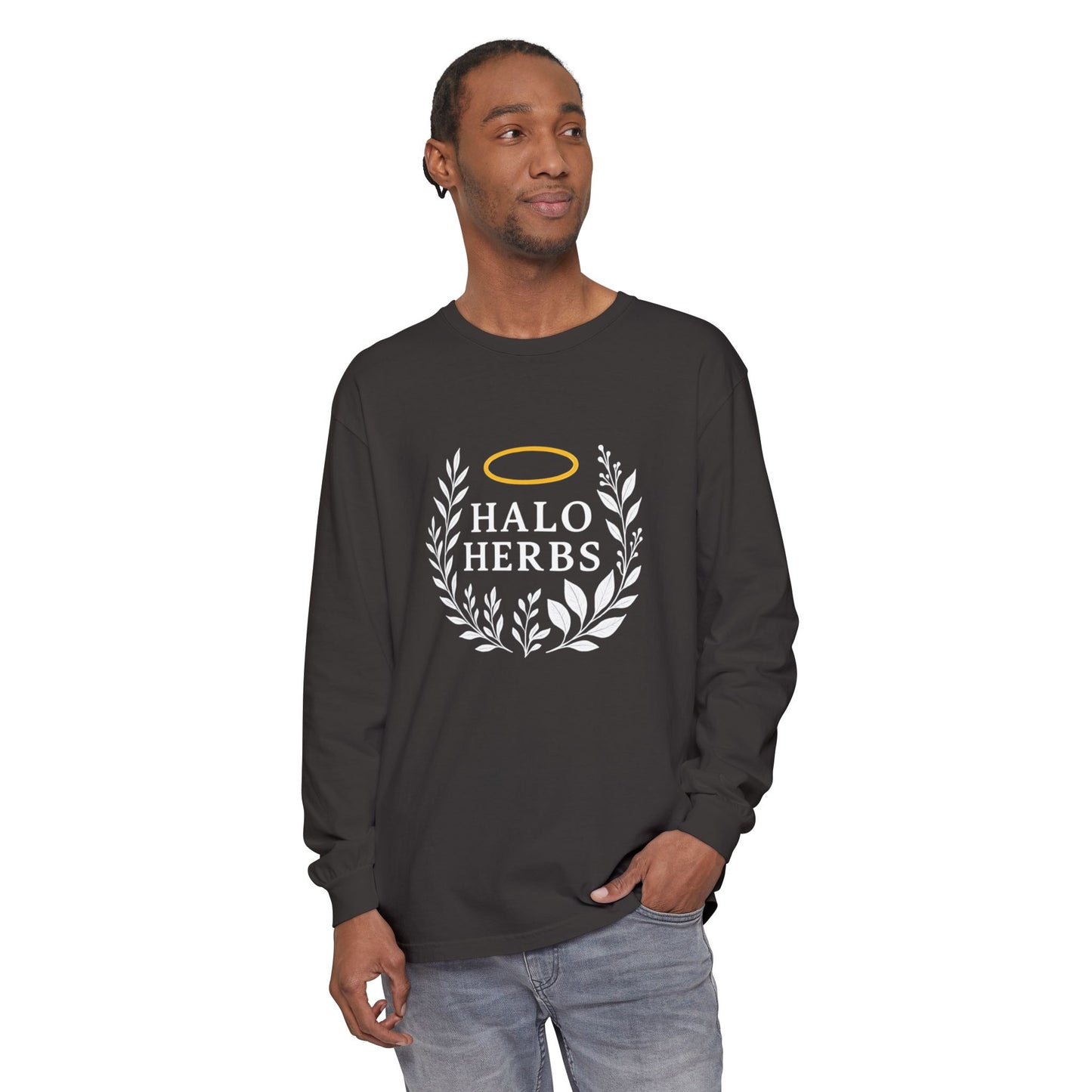 Halo Herbs Stylish Unisex Long Sleeve T-Shirt, Casual Wear