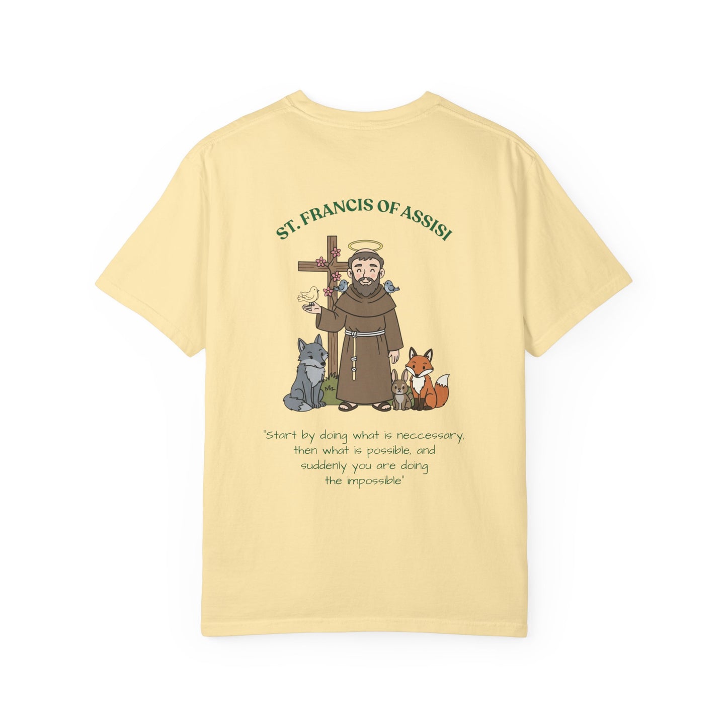St. Francis of Assisi Spiritual Quote T-shirt, Spiritual Apparel, Eco-Friendly Gift, Animal Advocate Tee, Unique Graphic Top