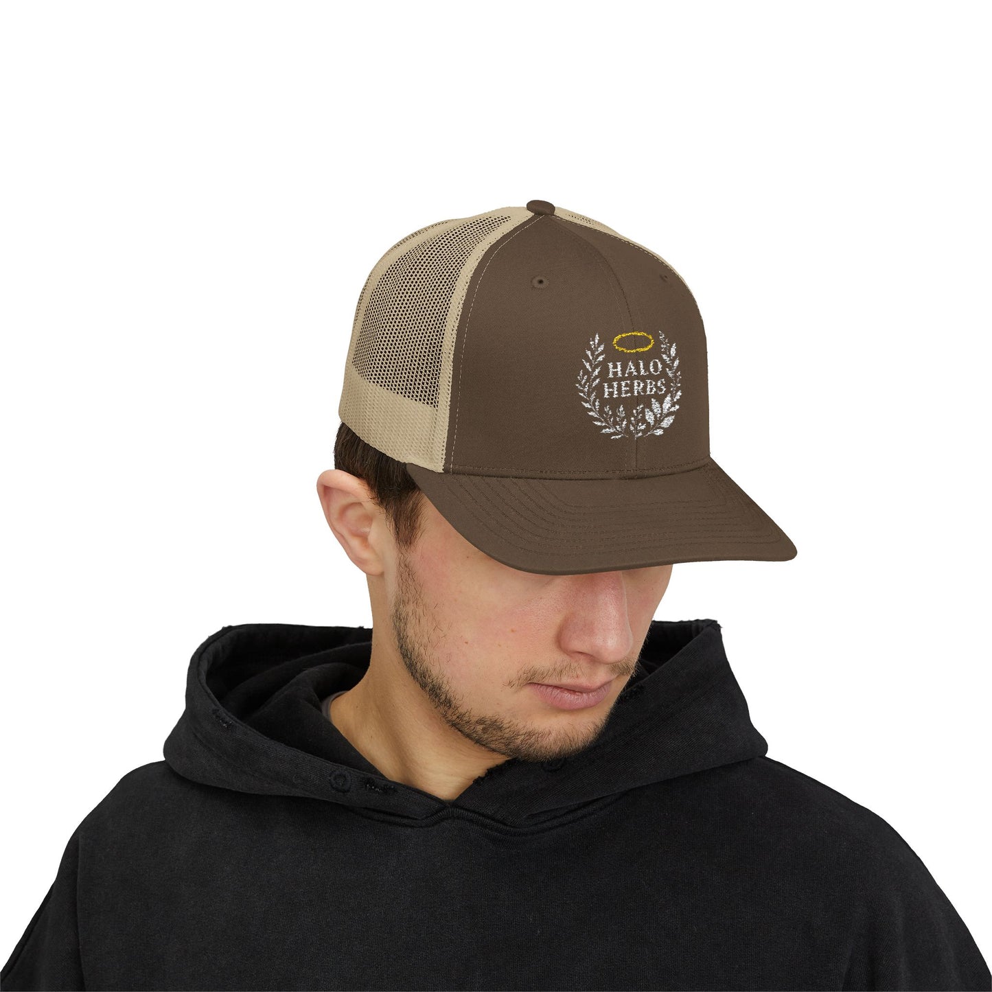 Halo Herbs Snapback Trucker Cap, Casual Outdoor Wear