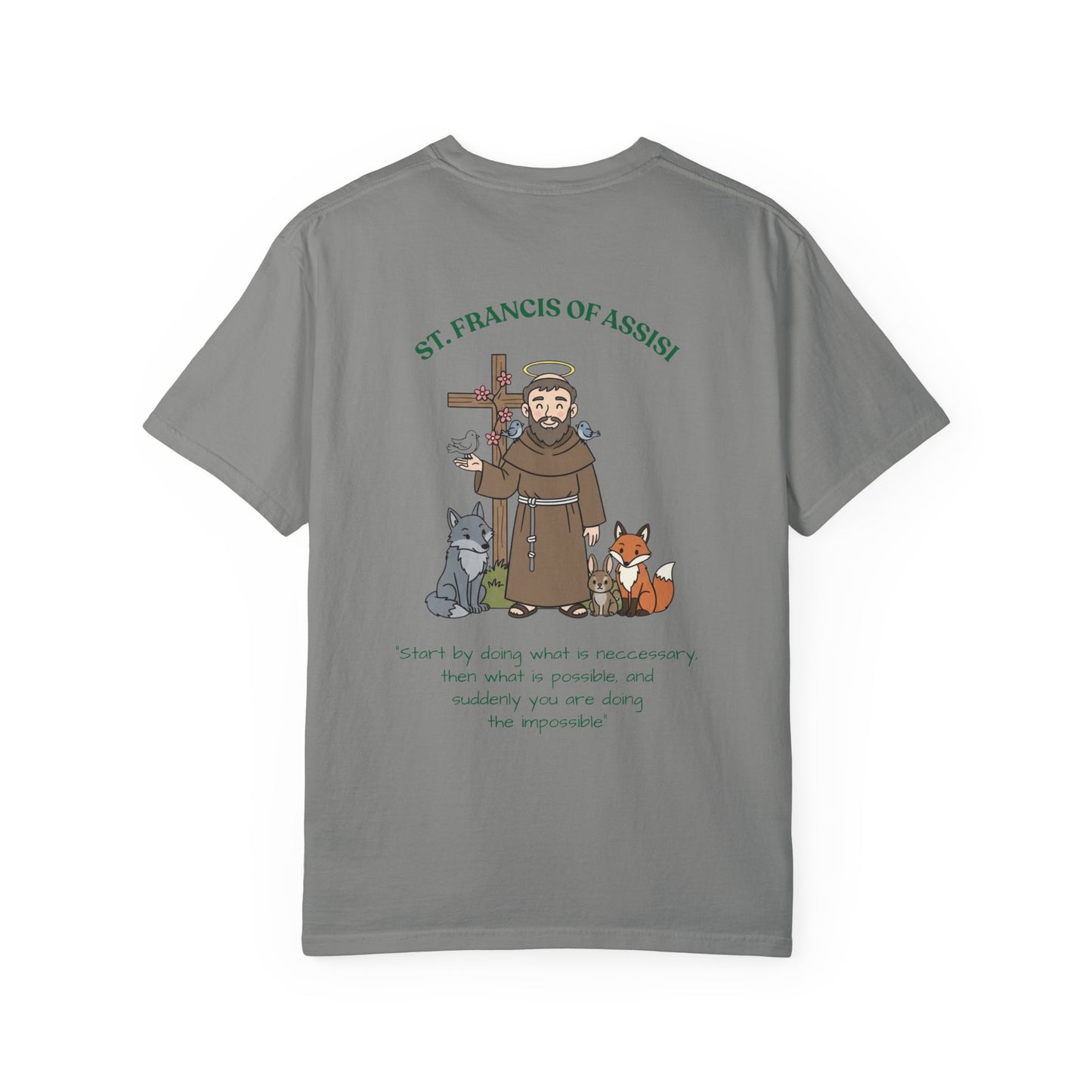 St. Francis of Assisi Spiritual Quote T-shirt, Spiritual Apparel, Eco-Friendly Gift, Animal Advocate Tee, Unique Graphic Top