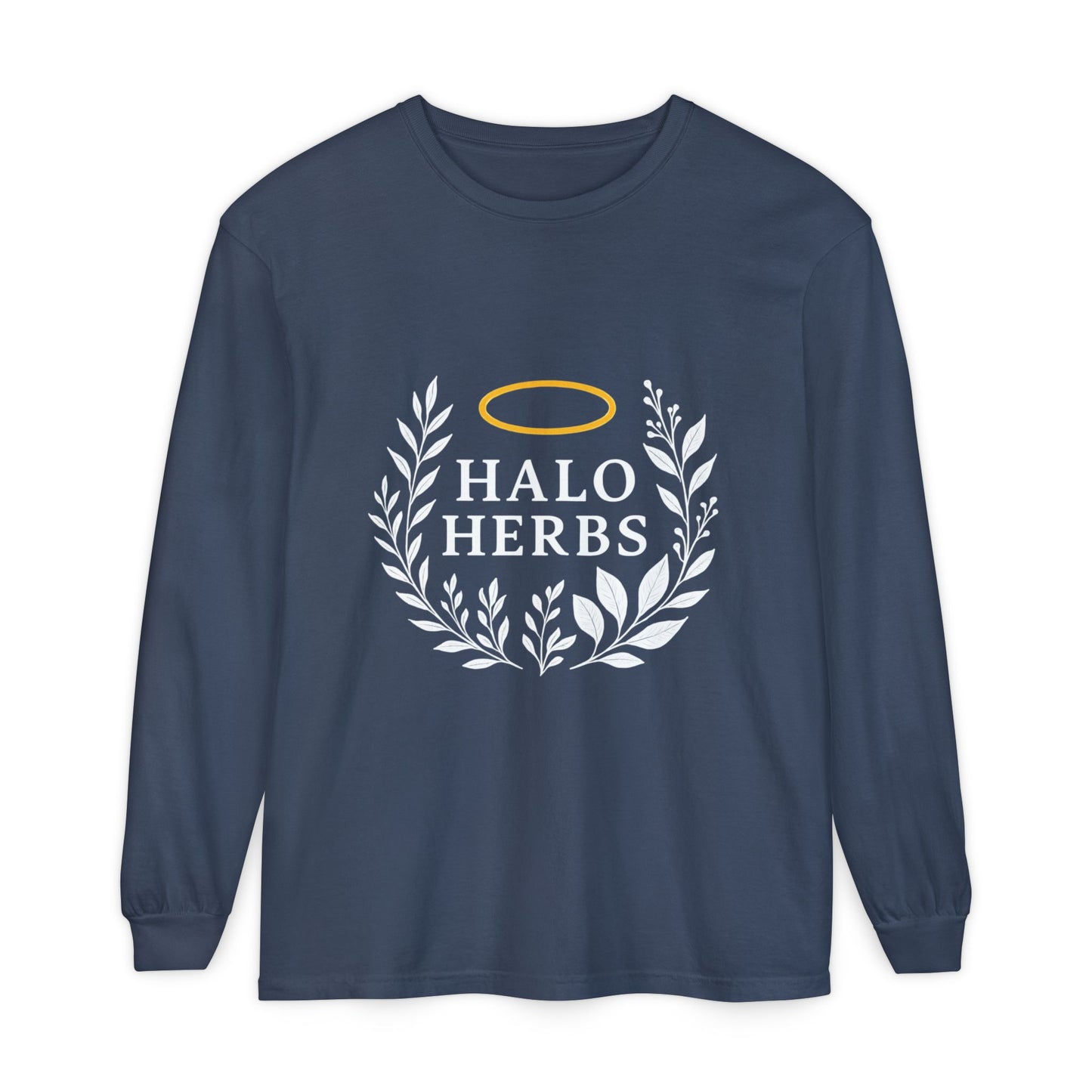 Stylish Unisex Long Sleeve T-Shirt with Halo Herbs Design, Vintage Tee, Casual Wear, Gift for Herb Lovers, Cozy Everyday Top