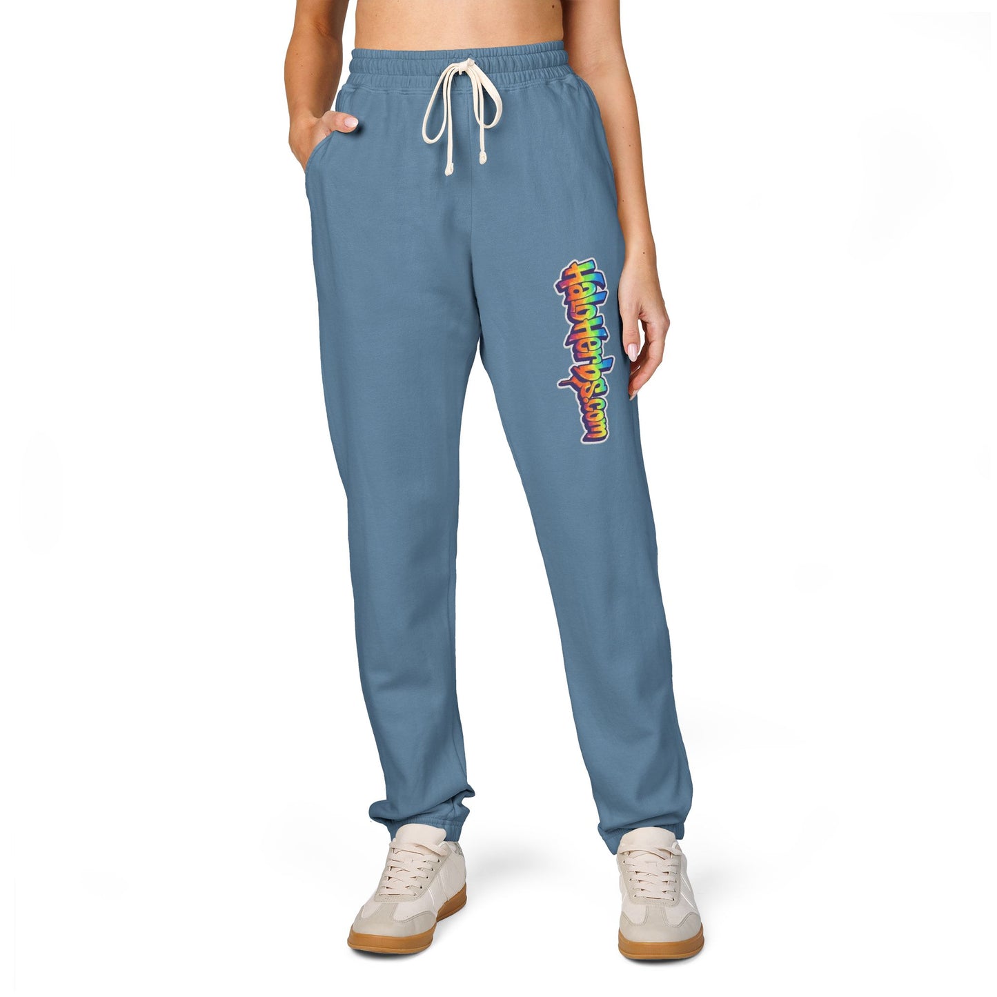 Halo Herbs Graffiti Garment-Dyed Fleece Sweatpants with Colorful Design, Cozy Loungewear, Casual Athleisure Pants, Perfect for Relaxation and Everyday Wear