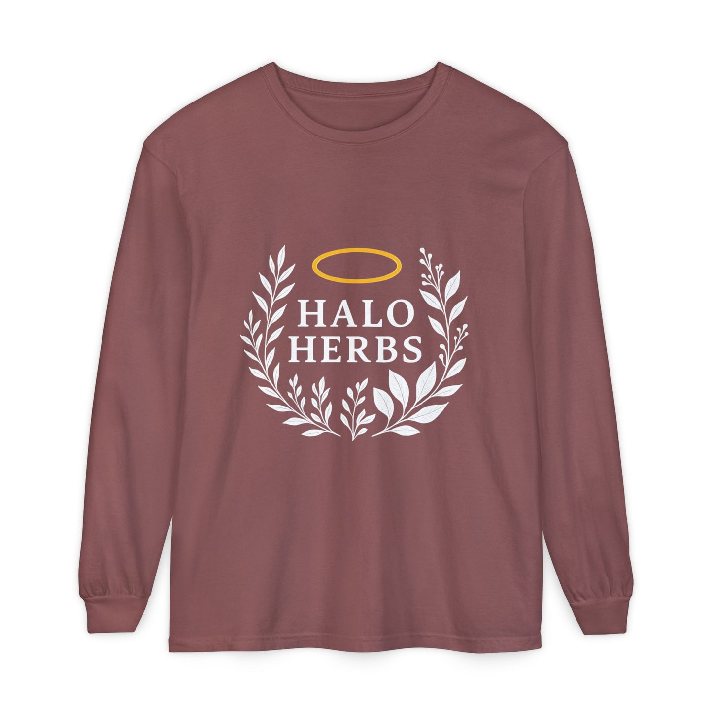 Stylish Unisex Long Sleeve T-Shirt with Halo Herbs Design, Vintage Tee, Casual Wear, Gift for Herb Lovers, Cozy Everyday Top