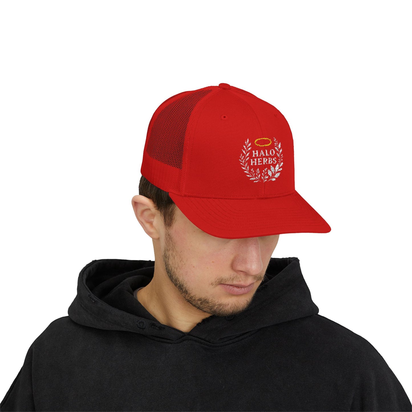 Halo Herbs Snapback Trucker Cap, Casual Outdoor Wear