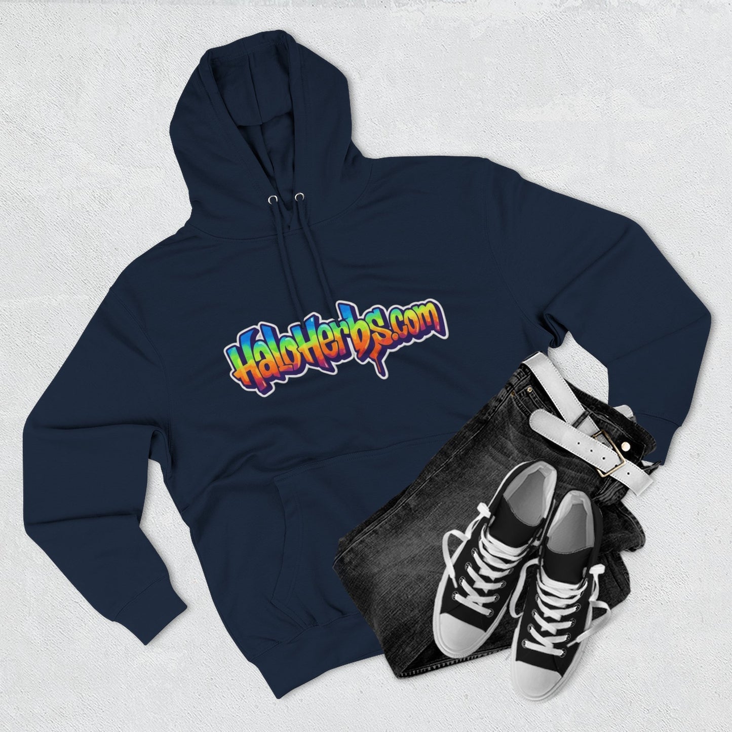 Colorful Fleece Hoodie with HaloHerbs.com Design