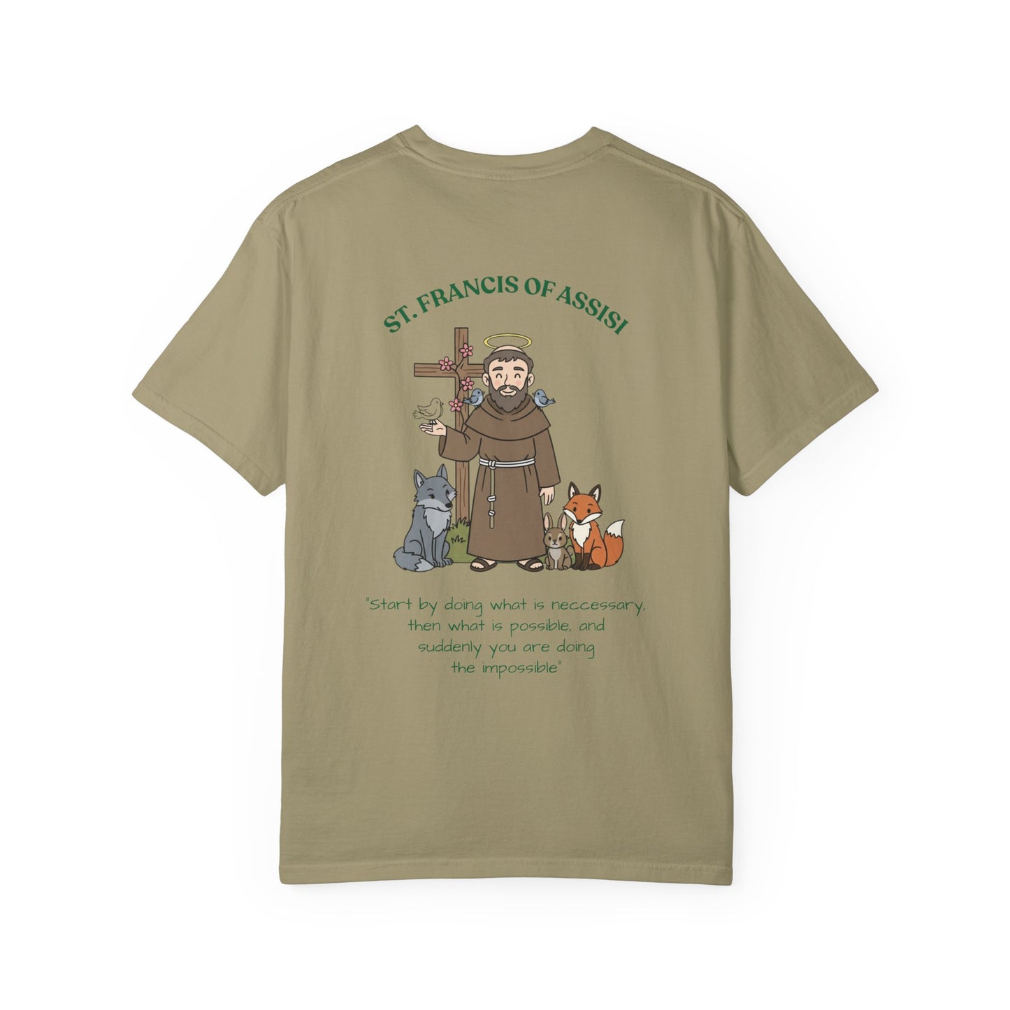 St. Francis of Assisi Spiritual Quote T-shirt, Spiritual Apparel, Eco-Friendly Gift, Animal Advocate Tee, Unique Graphic Top