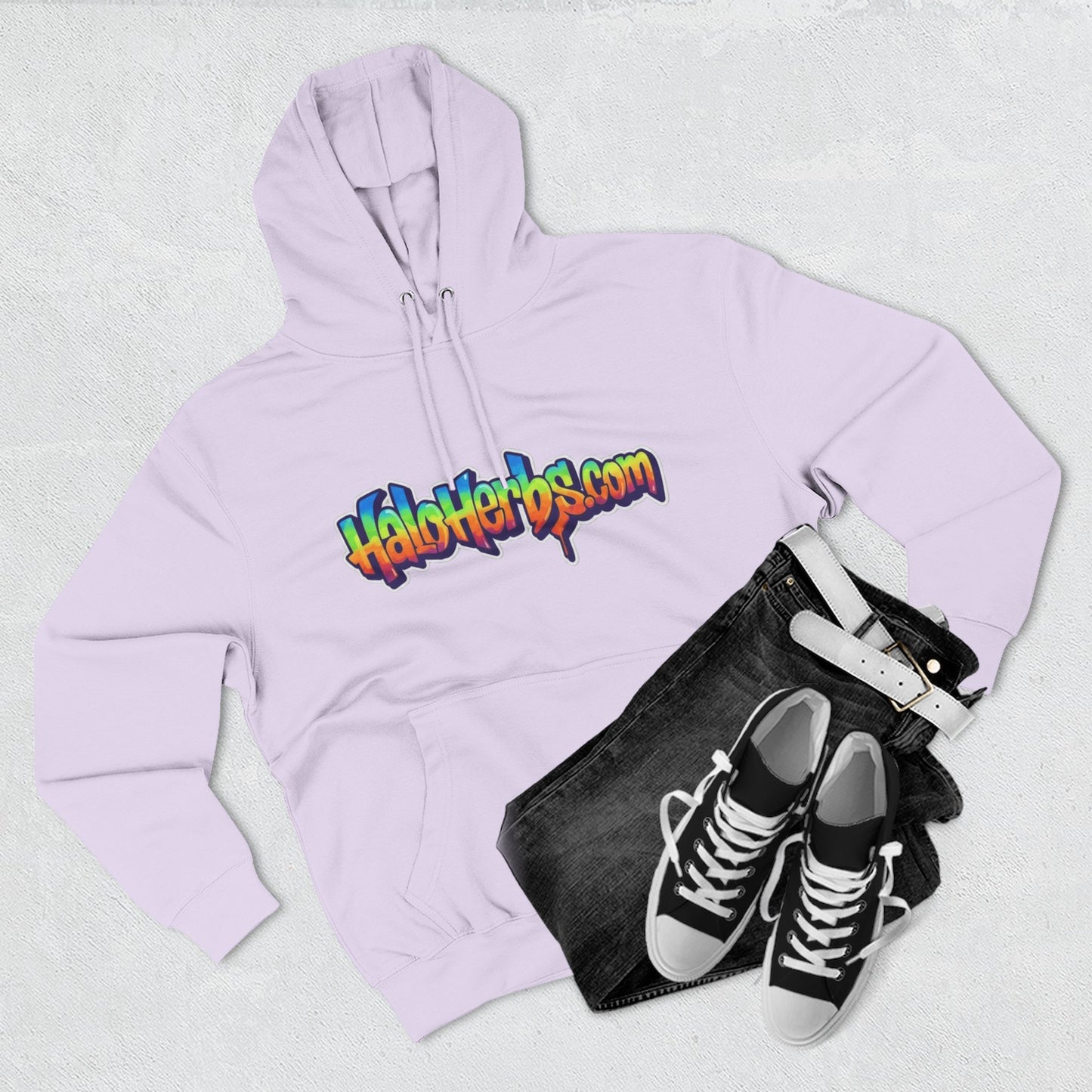 Colorful Fleece Hoodie with HaloHerbs.com Design