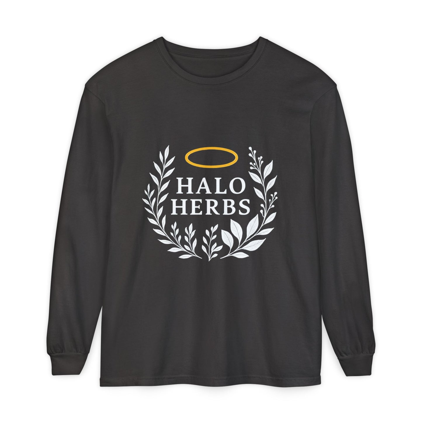 Stylish Unisex Long Sleeve T-Shirt with Halo Herbs Design, Vintage Tee, Casual Wear, Gift for Herb Lovers, Cozy Everyday Top