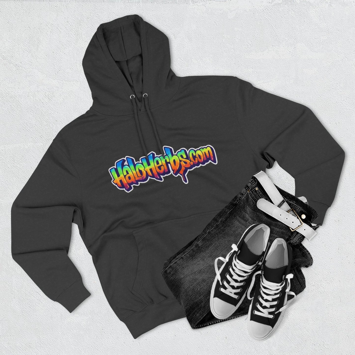Colorful Fleece Hoodie with HaloHerbs.com Design