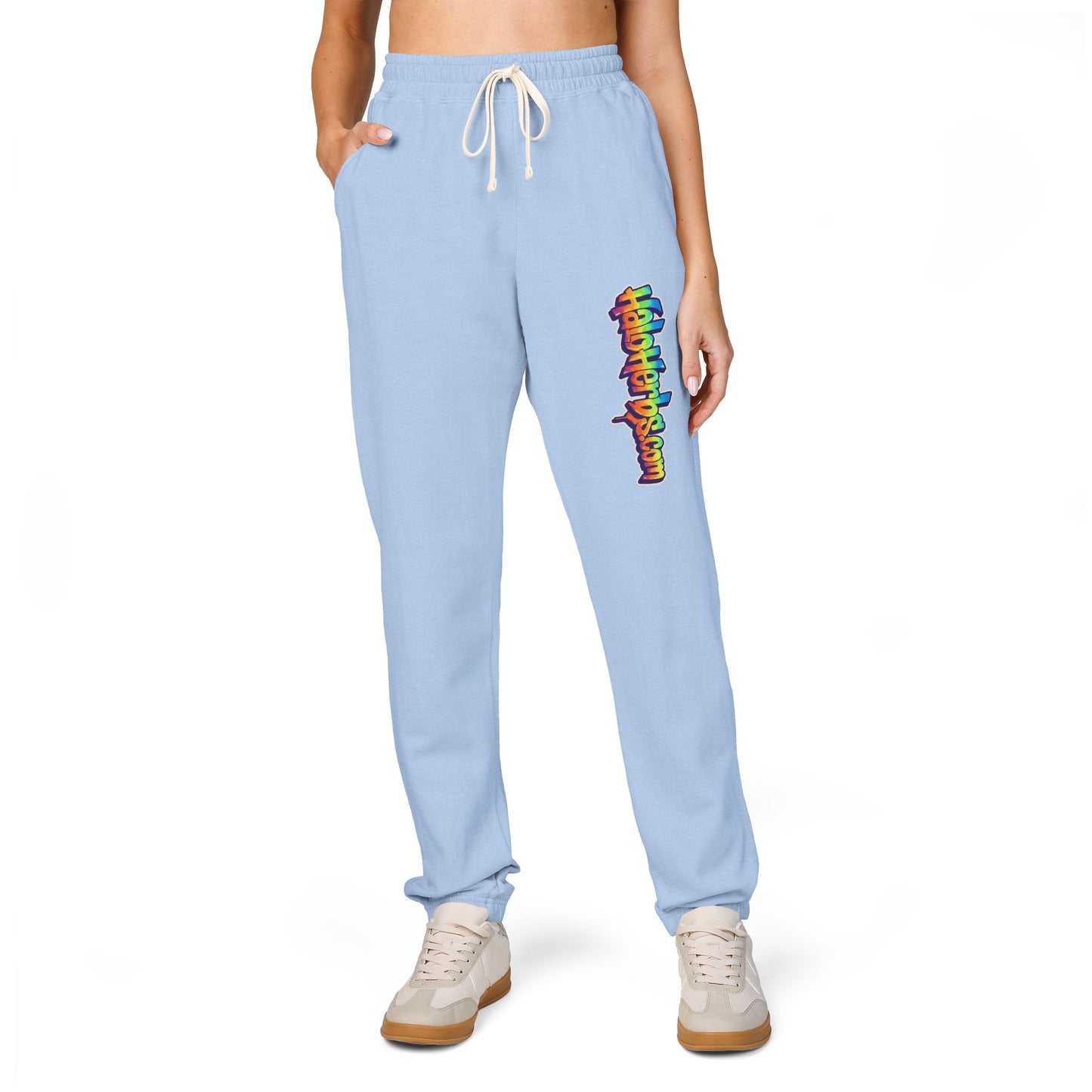 Halo Herbs Graffiti Garment-Dyed Fleece Sweatpants with Colorful Design, Cozy Loungewear, Casual Athleisure Pants, Perfect for Relaxation and Everyday Wear