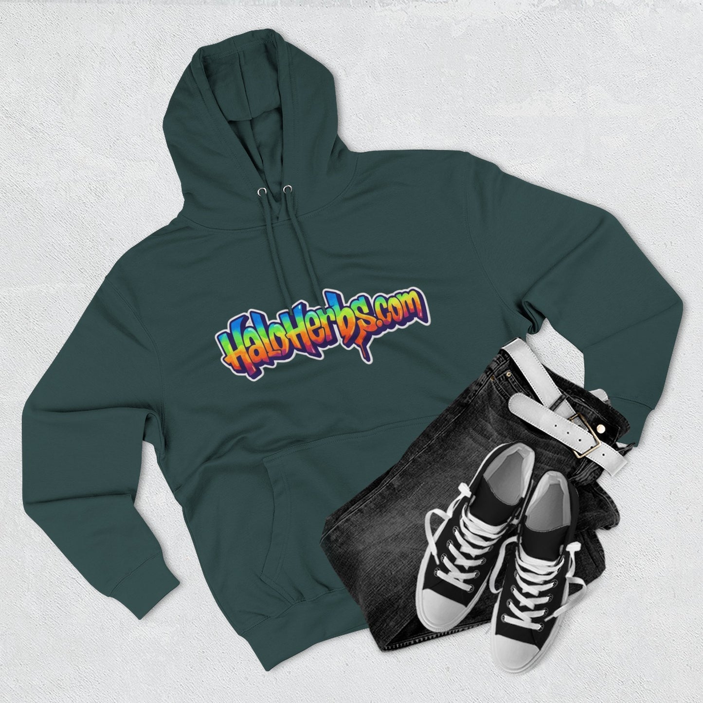 Colorful Fleece Hoodie with HaloHerbs.com Design