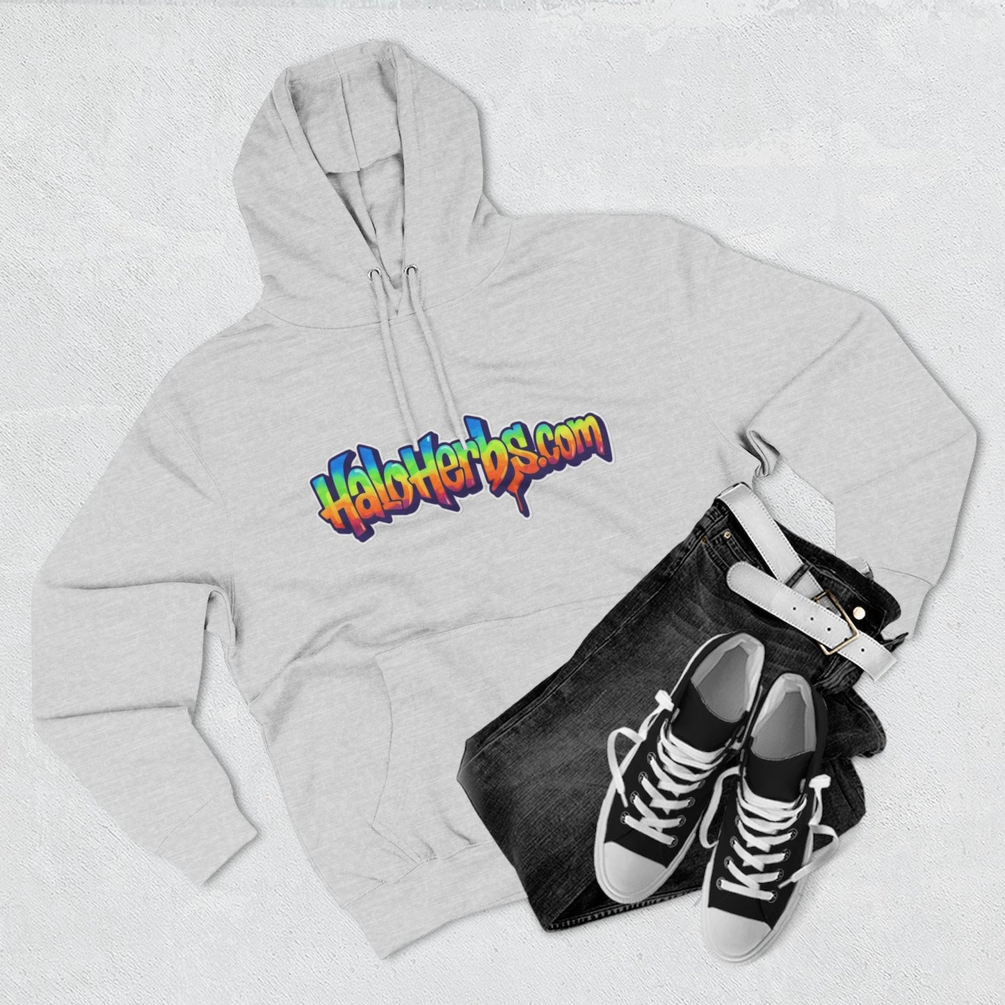 Colorful Fleece Hoodie with HaloHerbs.com Design