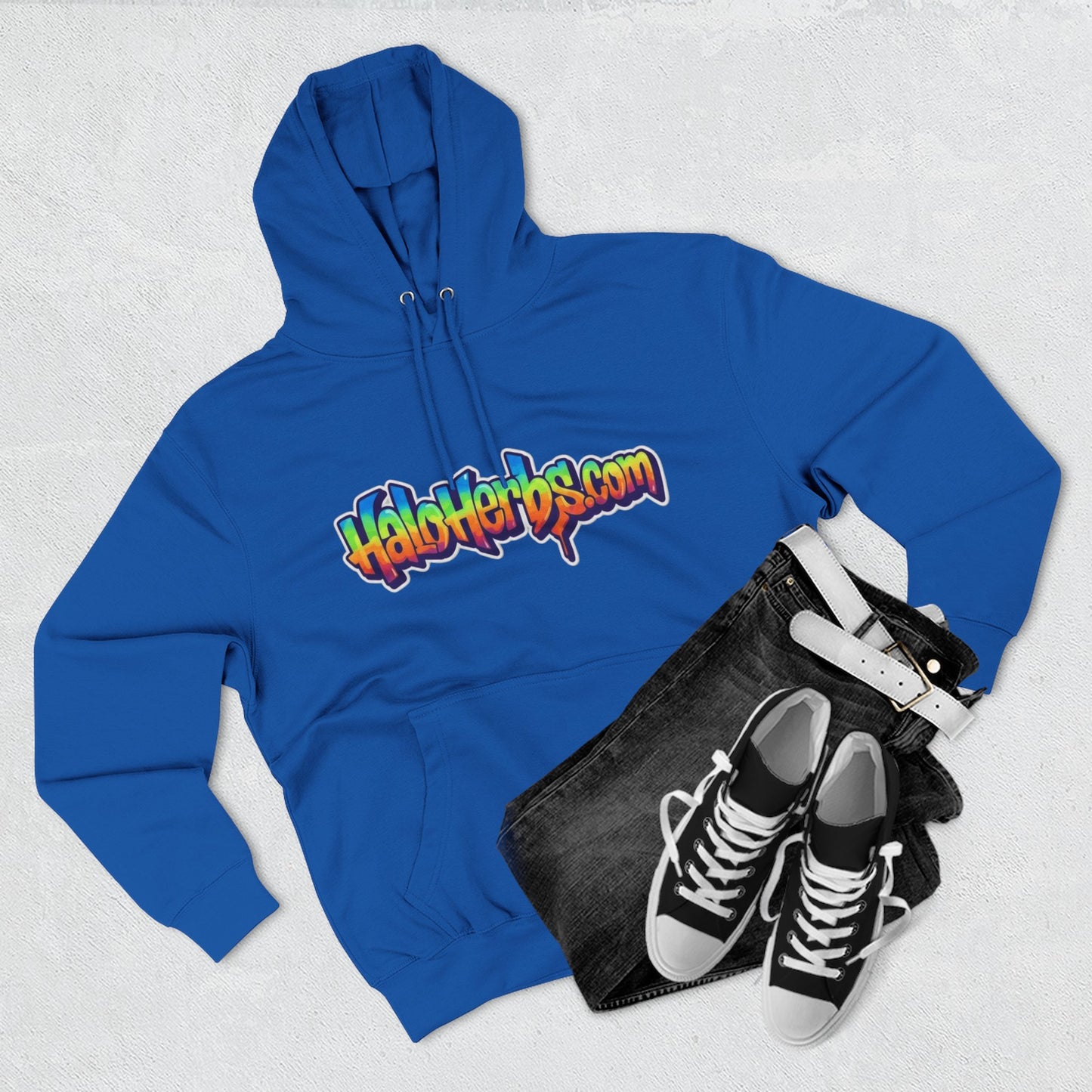 Colorful Fleece Hoodie with HaloHerbs.com Design