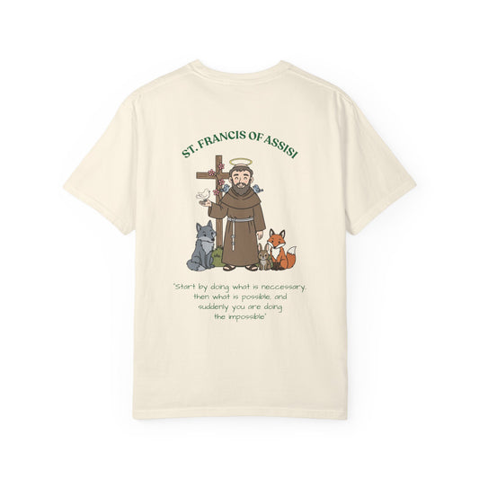 St. Francis of Assisi Spiritual Quote T-shirt, Spiritual Apparel, Eco-Friendly Gift, Animal Advocate Tee, Unique Graphic Top