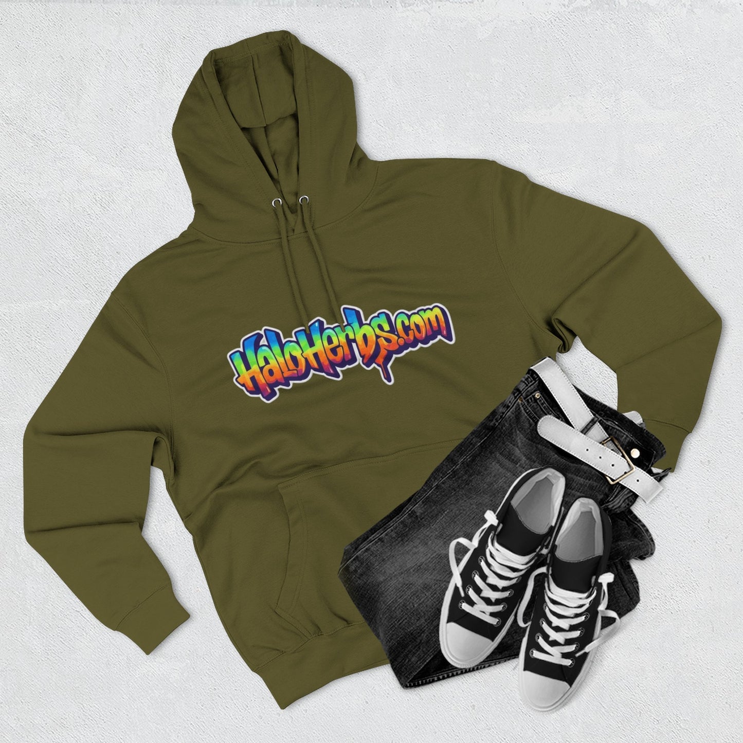 Colorful Fleece Hoodie with HaloHerbs.com Design