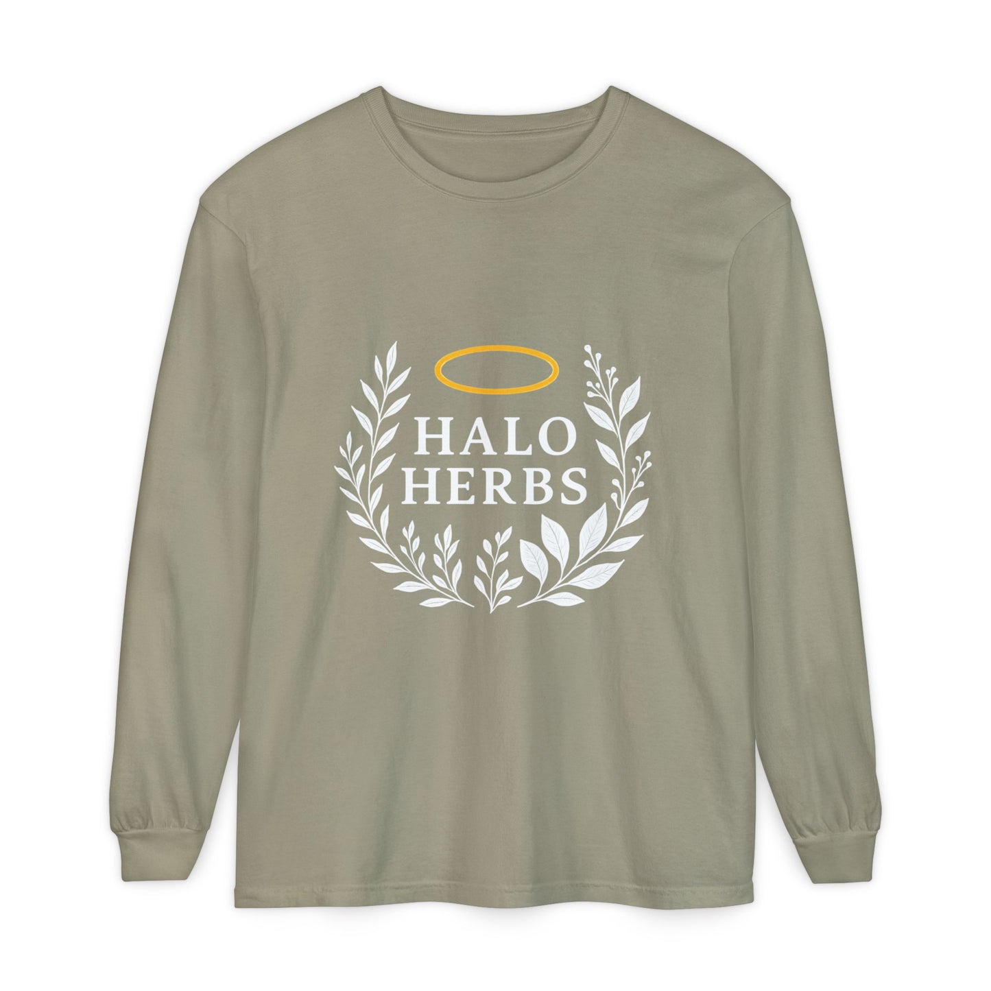 Stylish Unisex Long Sleeve T-Shirt with Halo Herbs Design, Vintage Tee, Casual Wear, Gift for Herb Lovers, Cozy Everyday Top