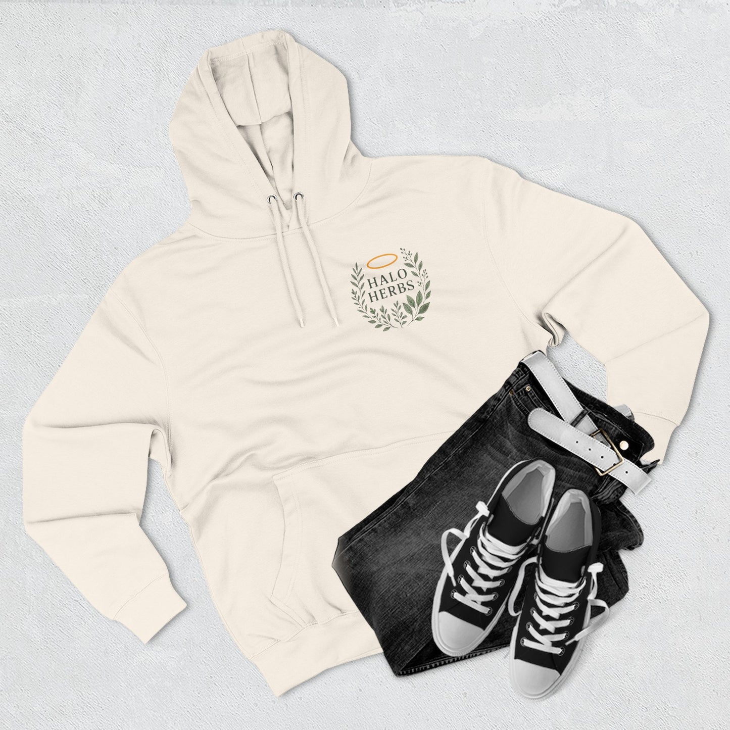 Halo Herbs Fleece Hoodie, Cozy Casual Wear, Relaxed Style