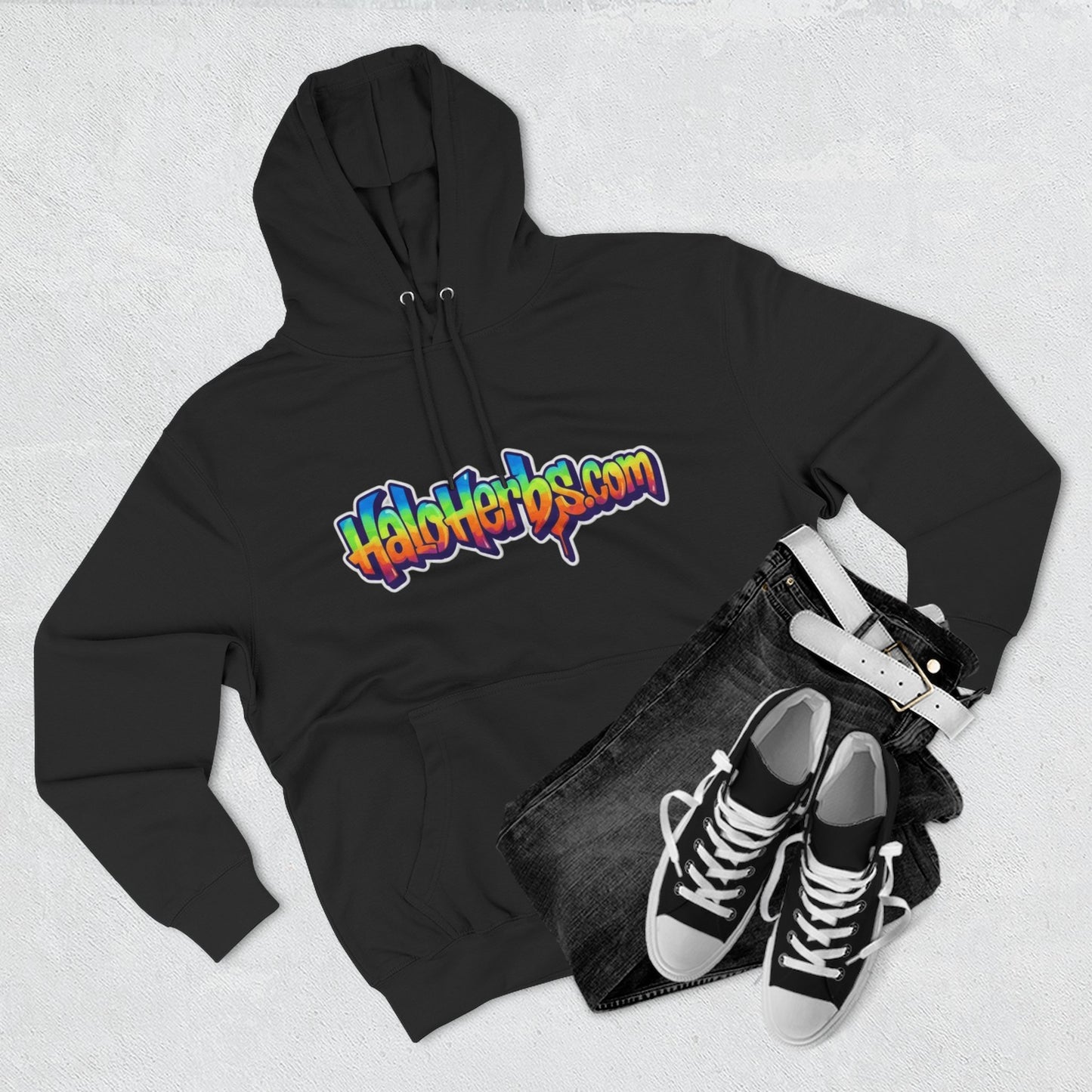 Colorful Fleece Hoodie with HaloHerbs.com Design