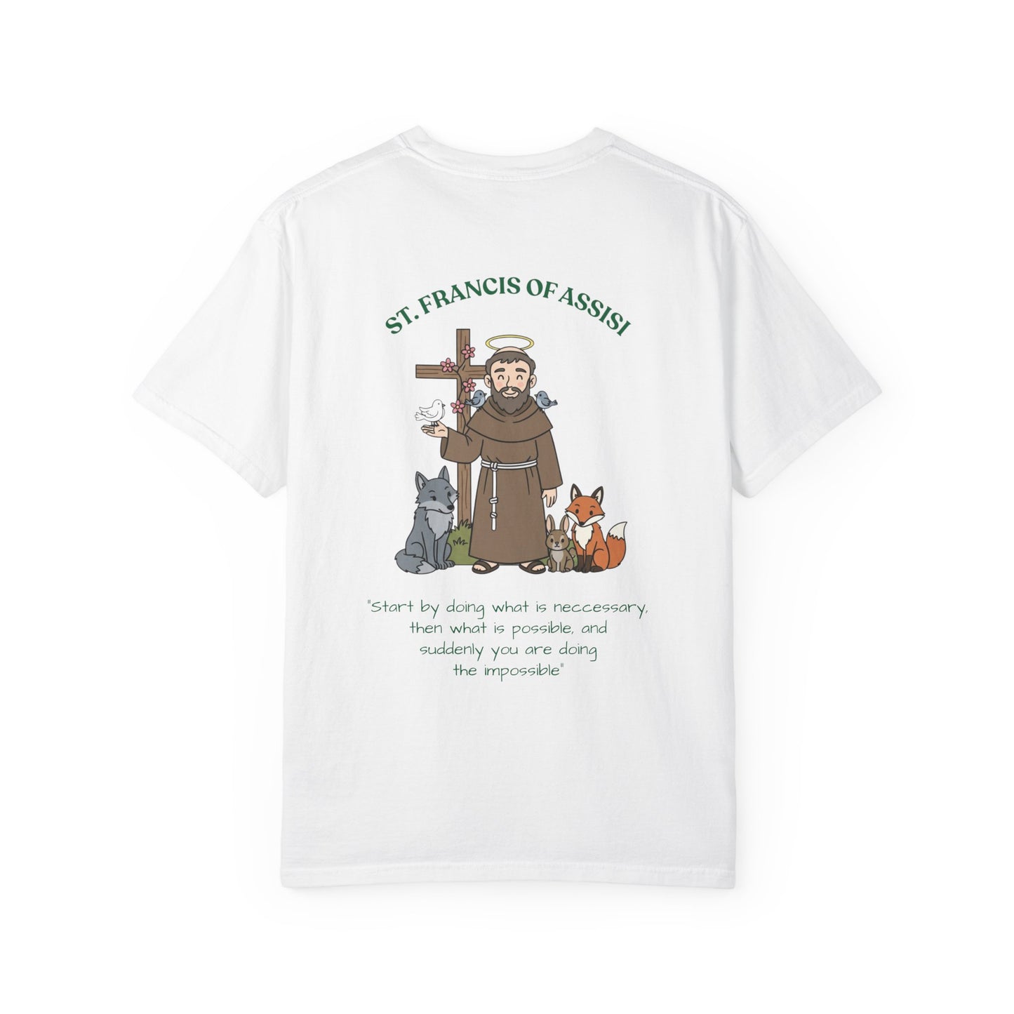 St. Francis of Assisi Spiritual Quote T-shirt, Spiritual Apparel, Eco-Friendly Gift, Animal Advocate Tee, Unique Graphic Top