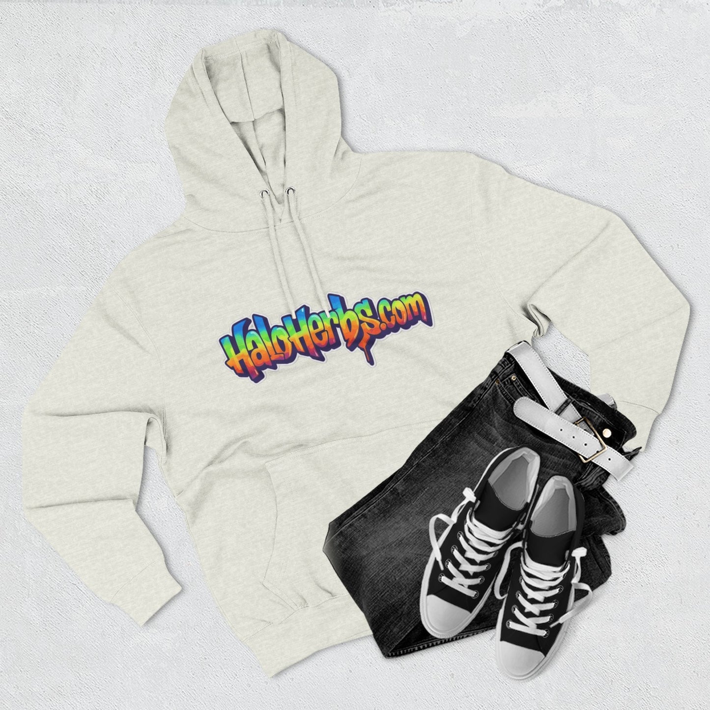 Colorful Fleece Hoodie with HaloHerbs.com Design
