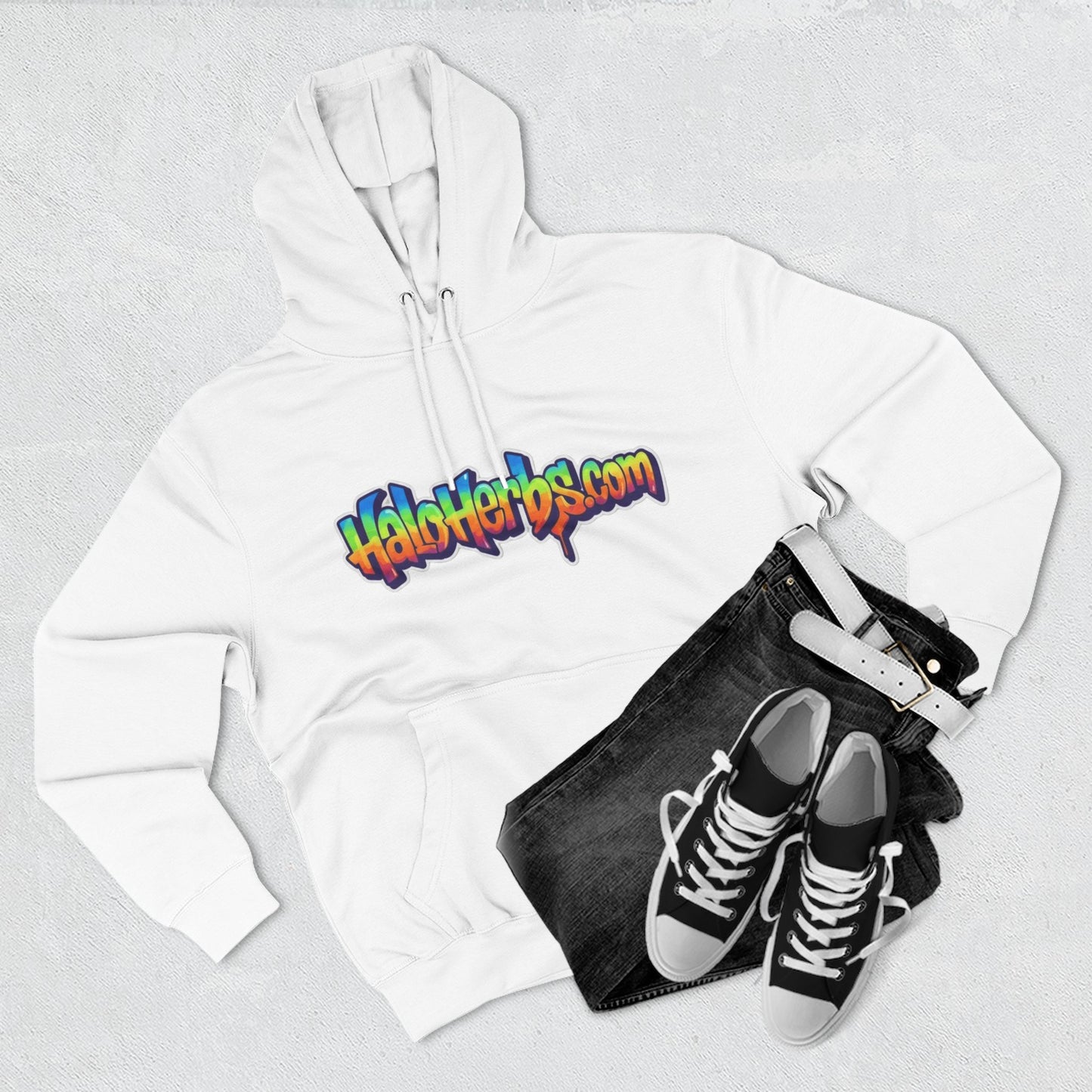Colorful Fleece Hoodie with HaloHerbs.com Design