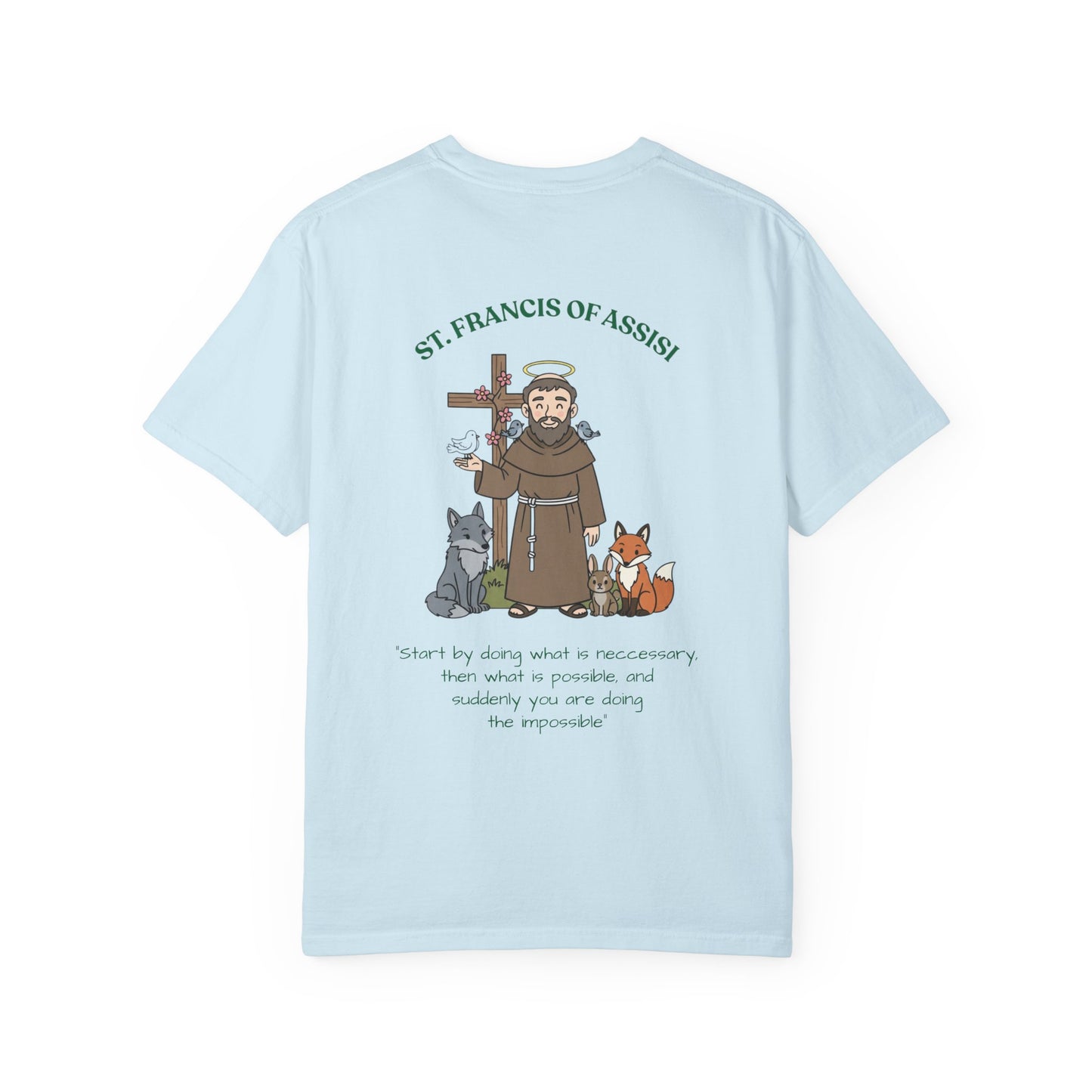 St. Francis of Assisi Spiritual Quote T-shirt, Spiritual Apparel, Eco-Friendly Gift, Animal Advocate Tee, Unique Graphic Top