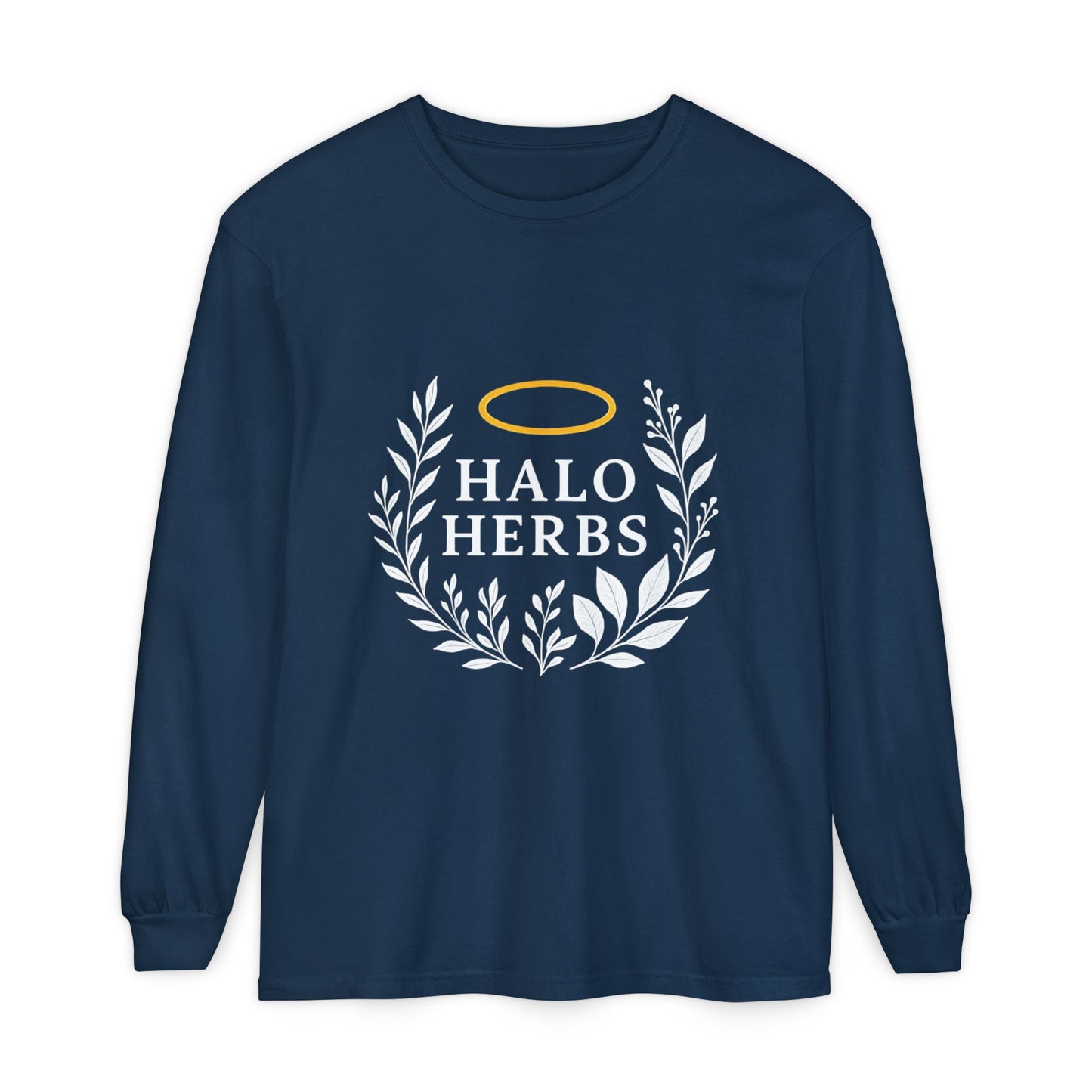 Stylish Unisex Long Sleeve T-Shirt with Halo Herbs Design, Vintage Tee, Casual Wear, Gift for Herb Lovers, Cozy Everyday Top