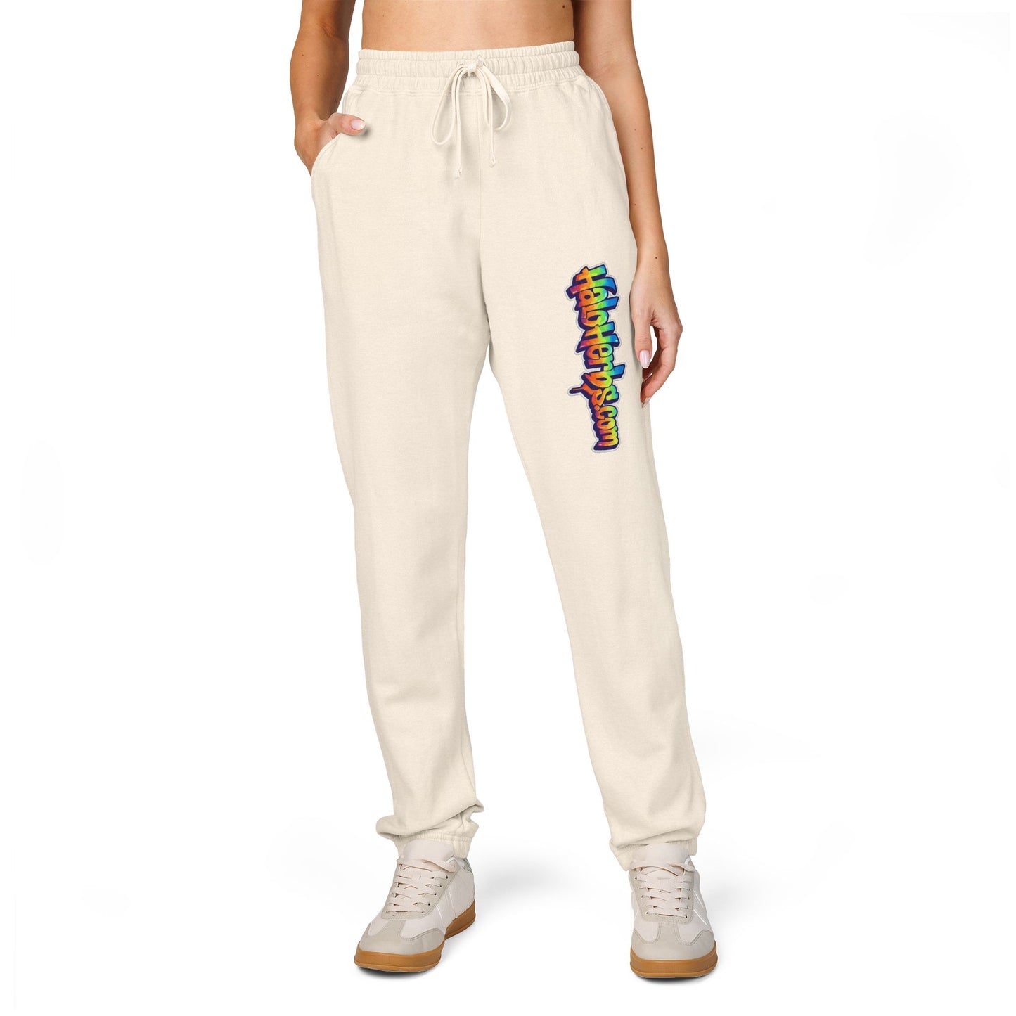 Halo Herbs Graffiti Garment-Dyed Fleece Sweatpants with Colorful Design, Cozy Loungewear, Casual Athleisure Pants, Perfect for Relaxation and Everyday Wear