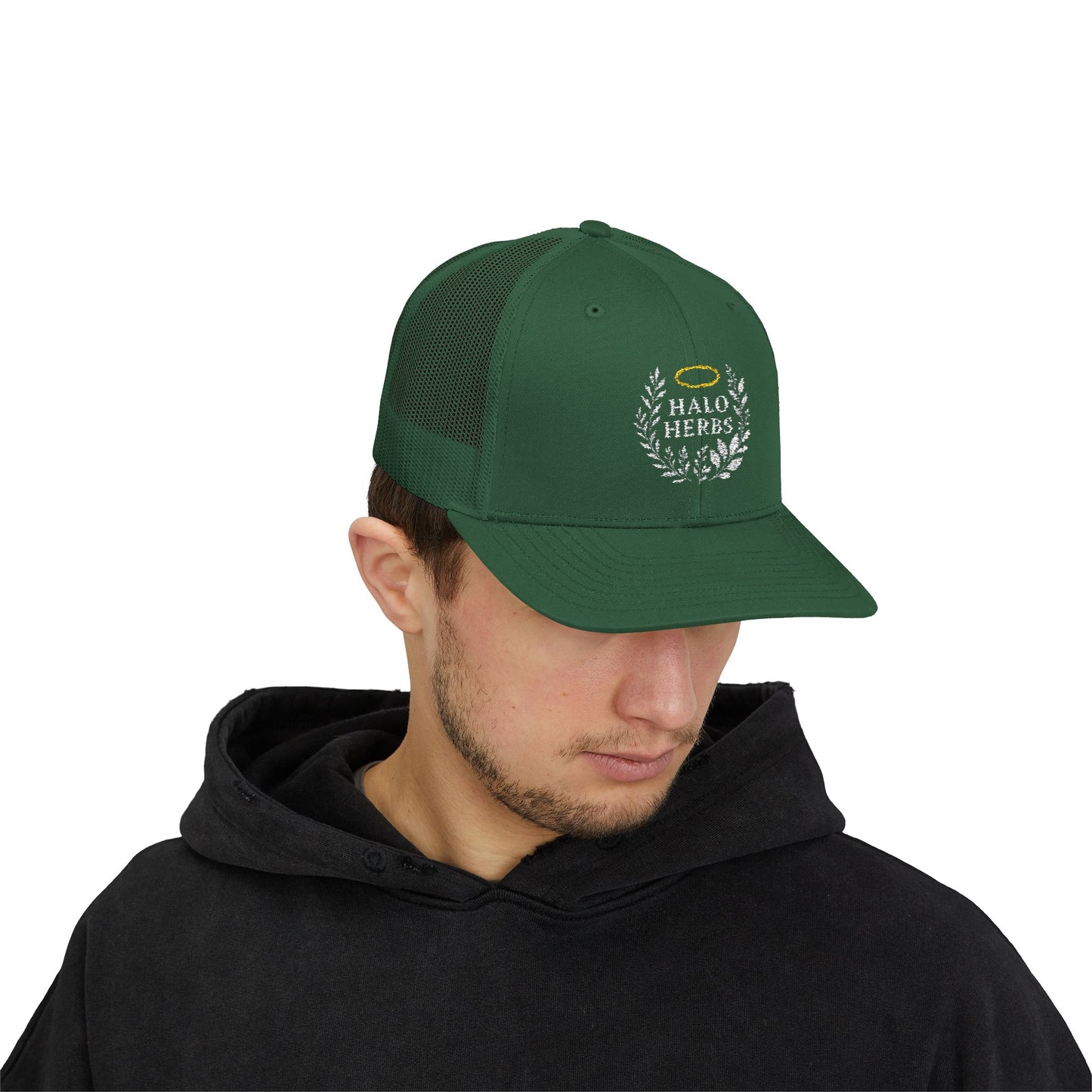 Halo Herbs Snapback Trucker Cap, Casual Outdoor Wear